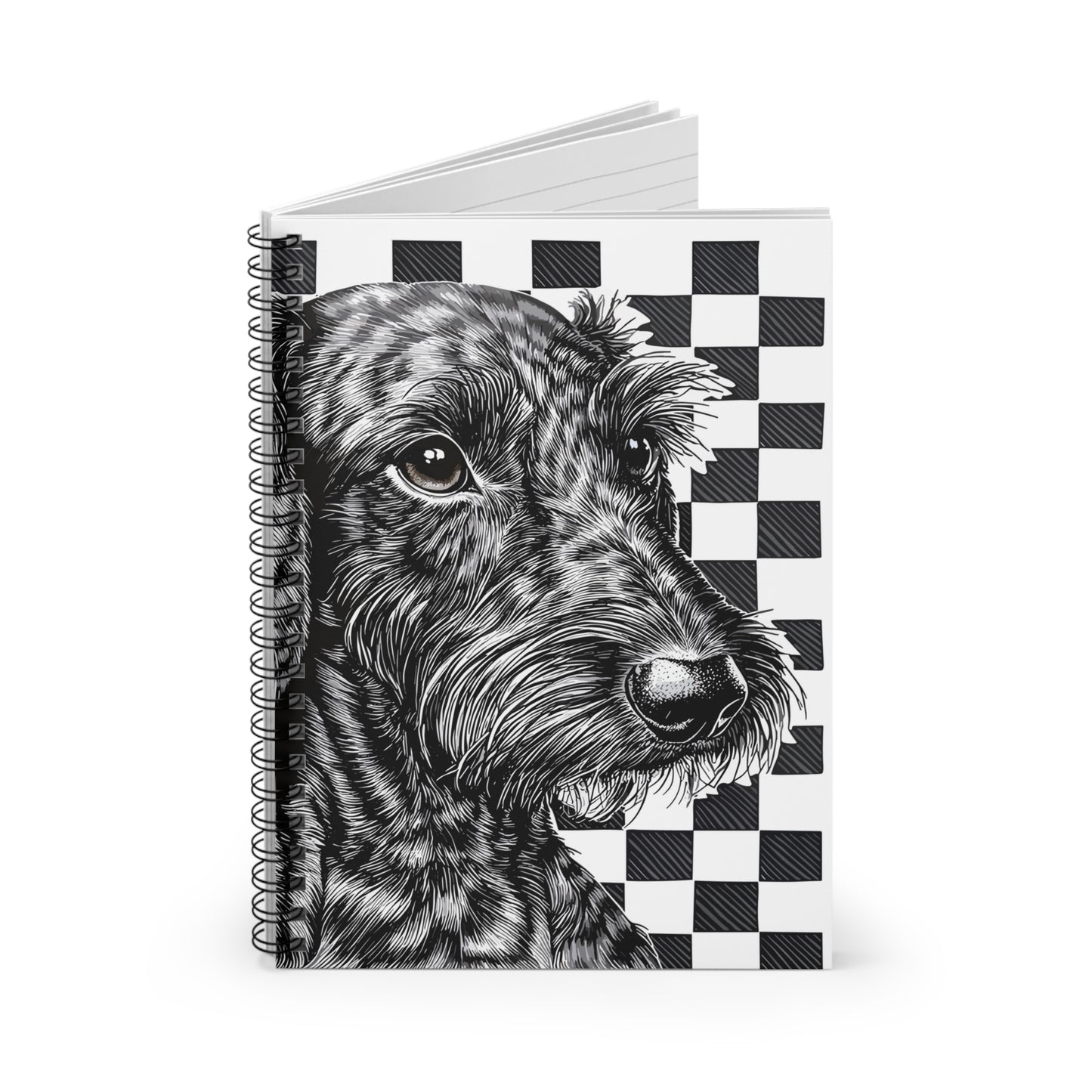 "Wired Check" Wire-Haired Dachshund Ruled Line Spiral Notebook
