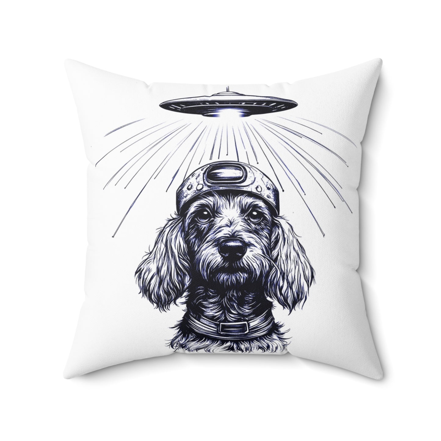 "Blue Beam" Wire-Haired Dachshund Square Throw Pillow