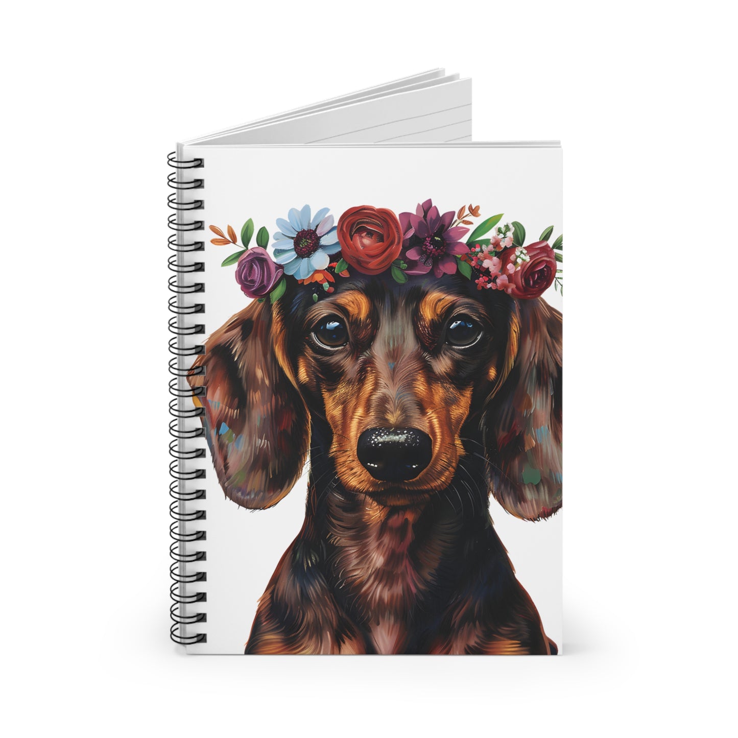 "Painted" Smooth-Haired Dachshund Ruled Line Spiral Notebook