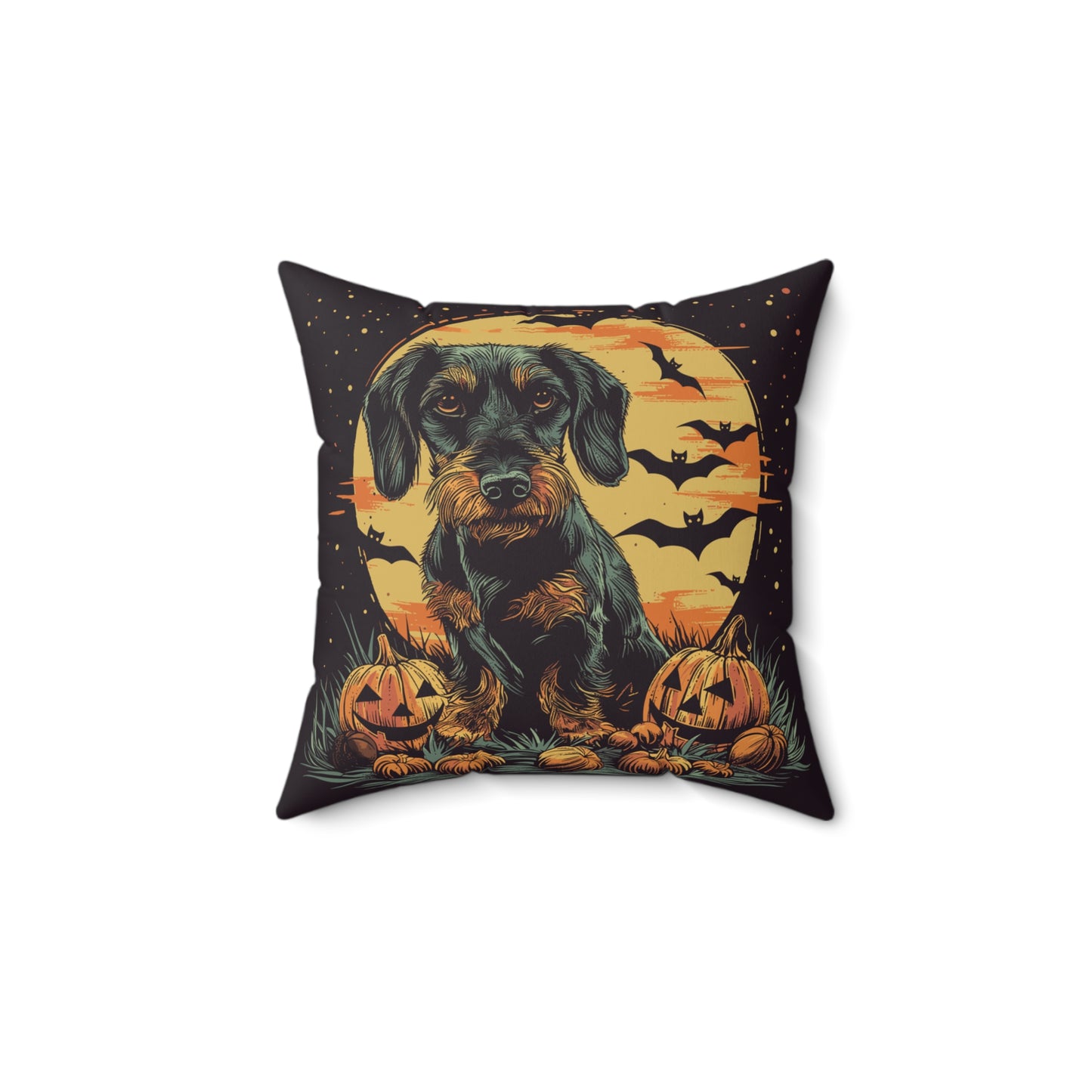 #38 Halloween Inspired Wire-Haired Dachshund Throw Pillow