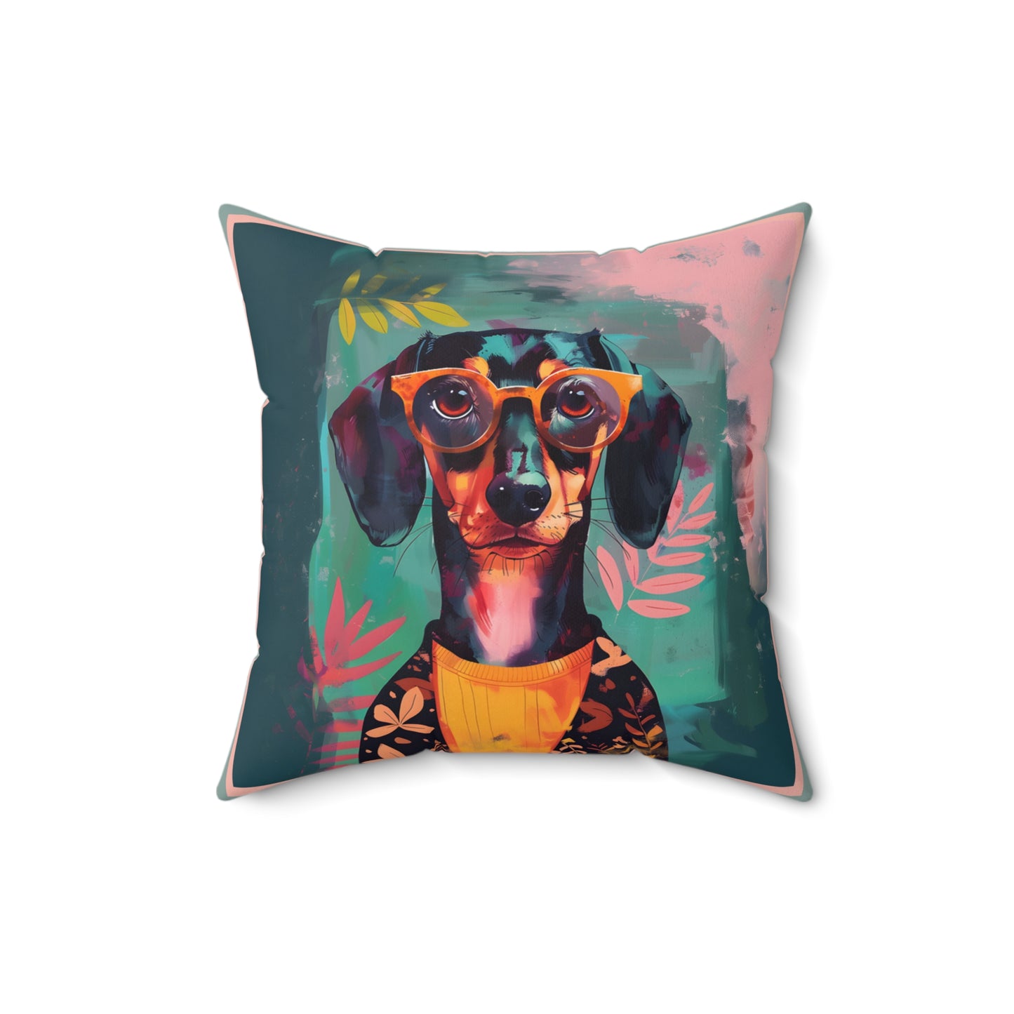 "Too Cool" Smooth-Haired Dachshund Square Throw Pillow