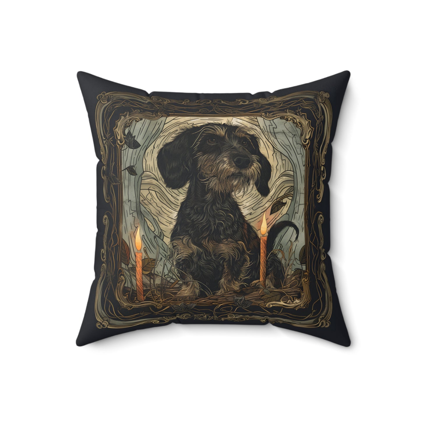#26 Halloween Inspired Wire-Haired Dachshund Throw Pillow