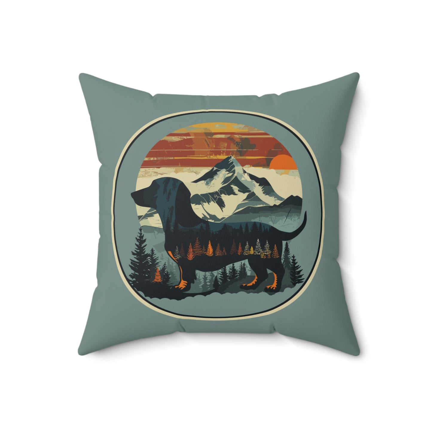 "Smokey" Smooth-Haired Dachshund Square Throw Pillow