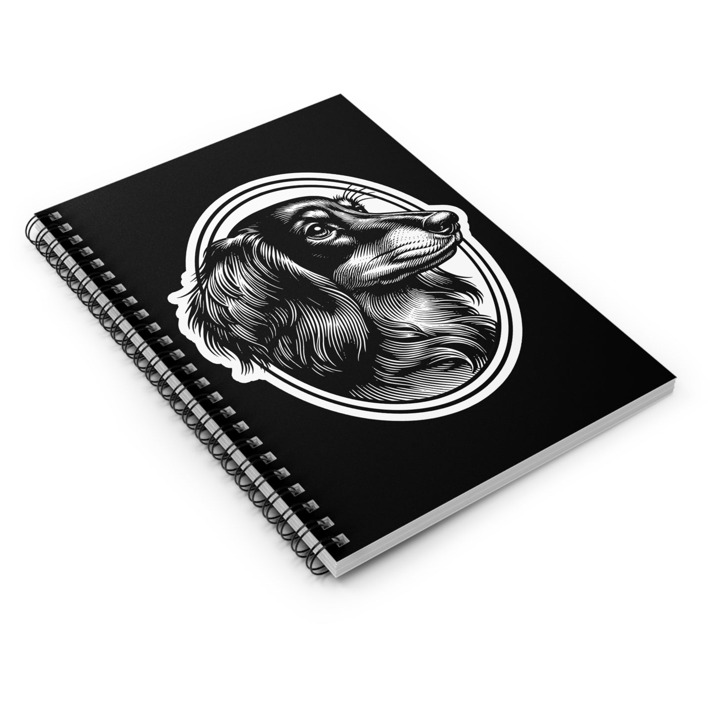 "#6 Classic™" Long-Haired Dachshund Ruled Line Spiral Notebook