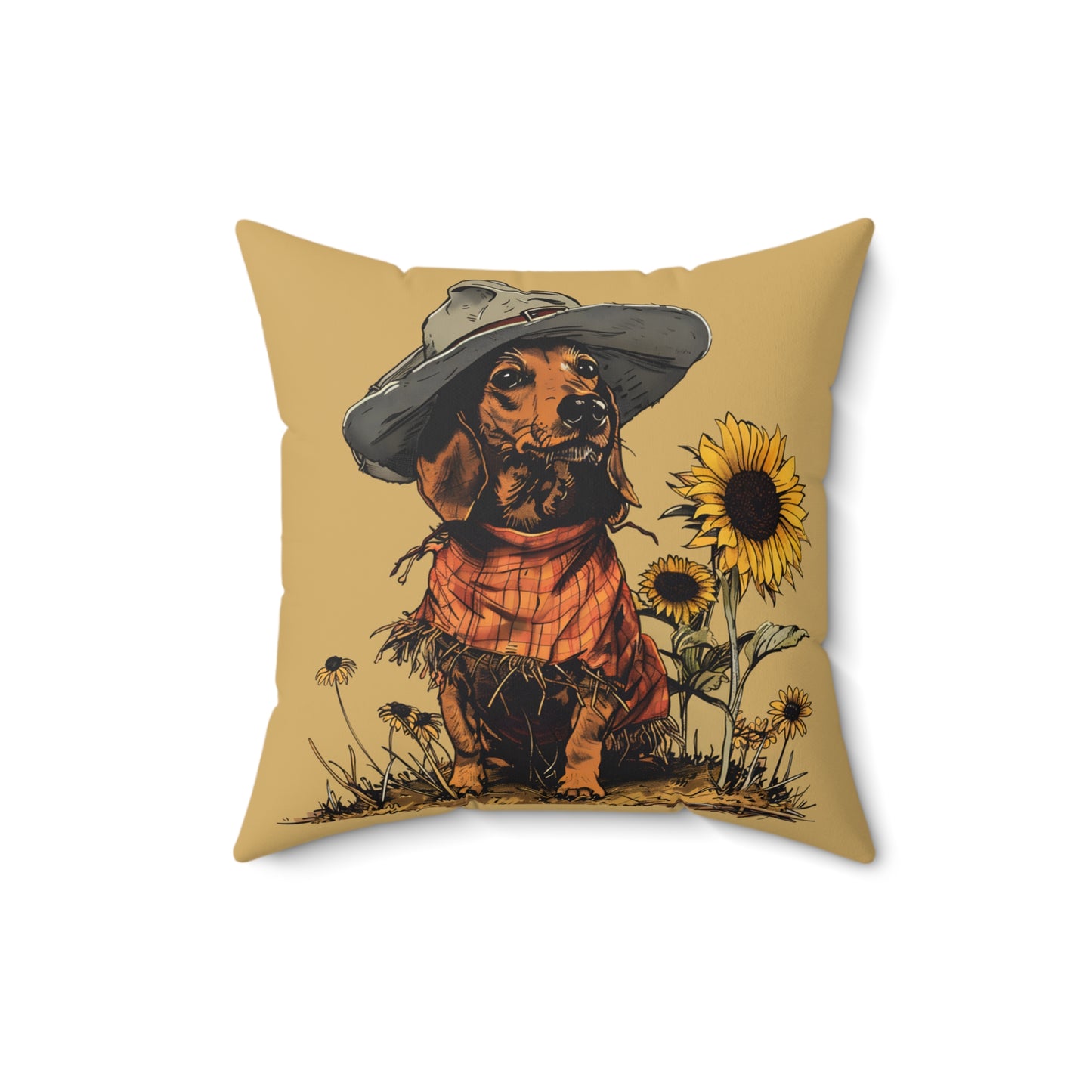 #7 Autumn Inspired Tan Smooth-Haired Dachshund Throw Pillow