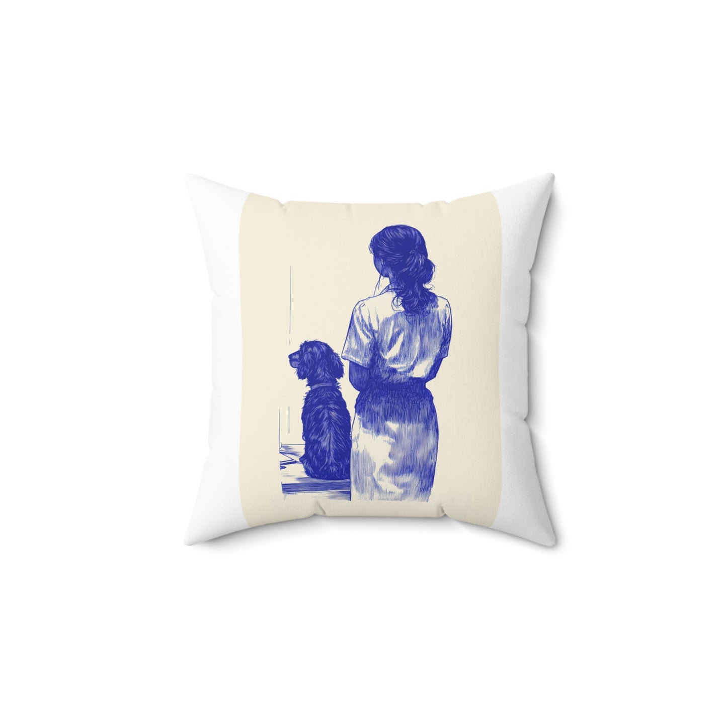 "Waiting" Wire-Haired Dachshund Square Throw Pillow