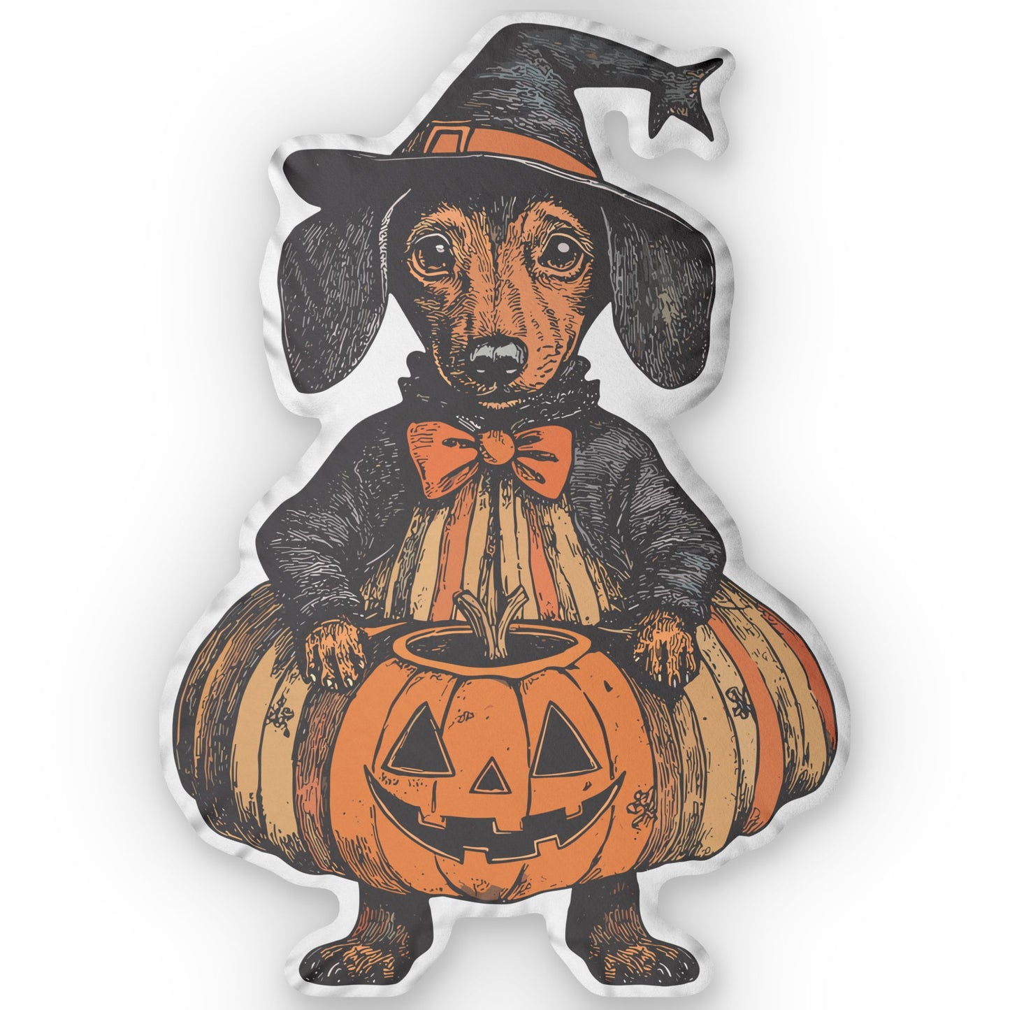 #5 Vintage Halloween Inspired Tan Smooth-Haired Dachshund Custom Shaped Pillow