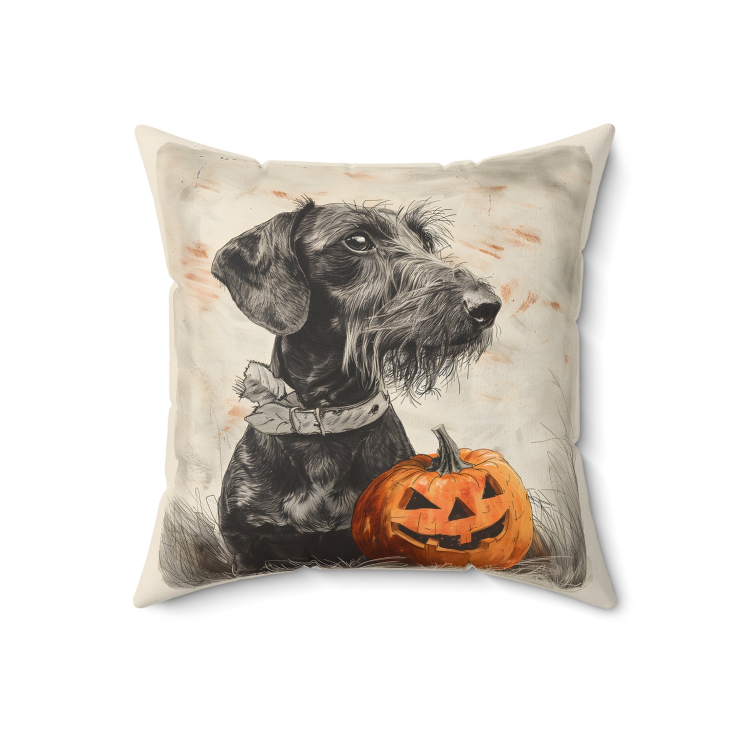 #29 Halloween Inspired Wire-Haired Dachshund Throw Pillow
