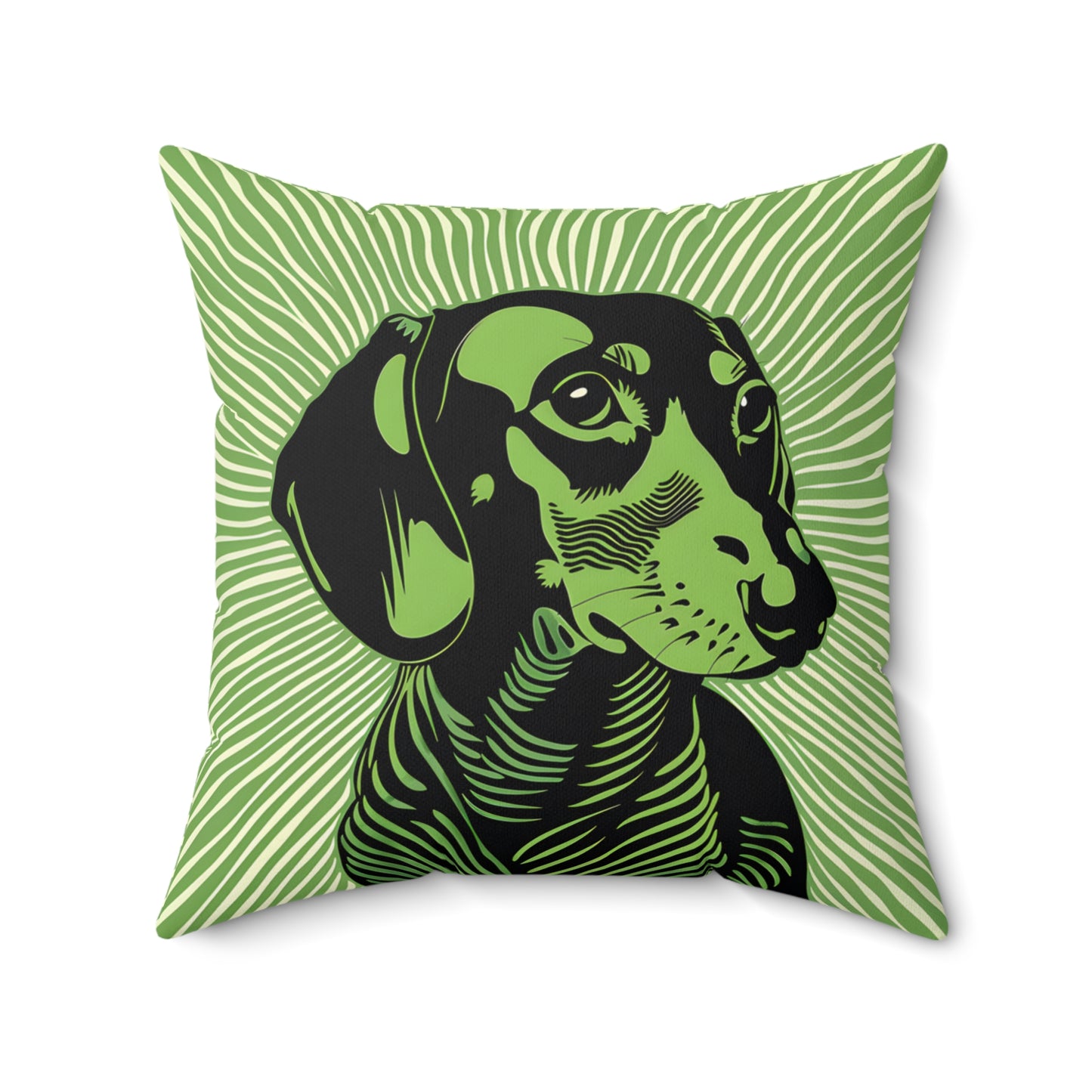"Lime Burst" Smooth-Haired Dachshund Square Throw Pillow