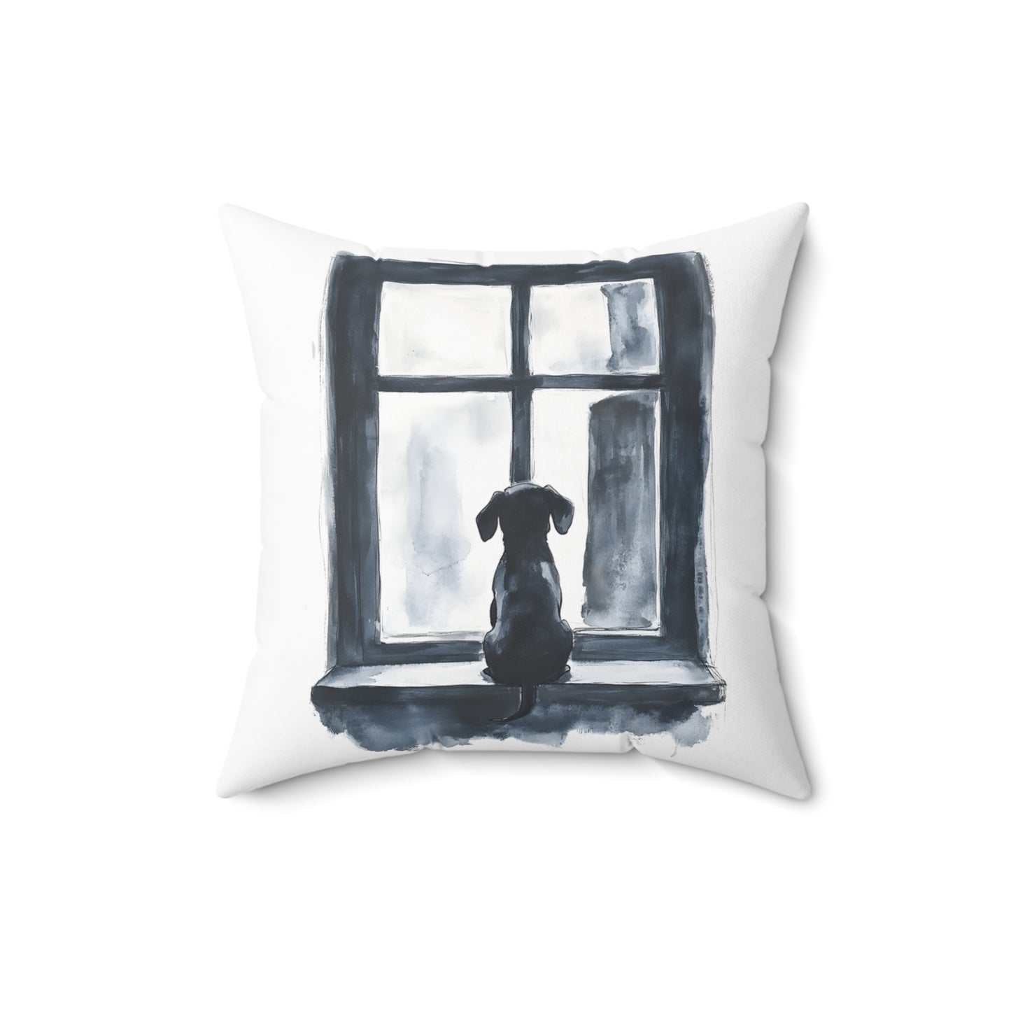 "Window Pane" Smooth-Haired Dachshund Square Throw Pillow