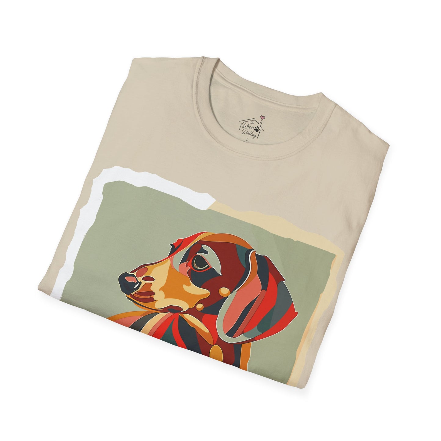 "Facet Hound" Tan Smooth-Haired Dachshund Unisex Softstyle T-Shirt