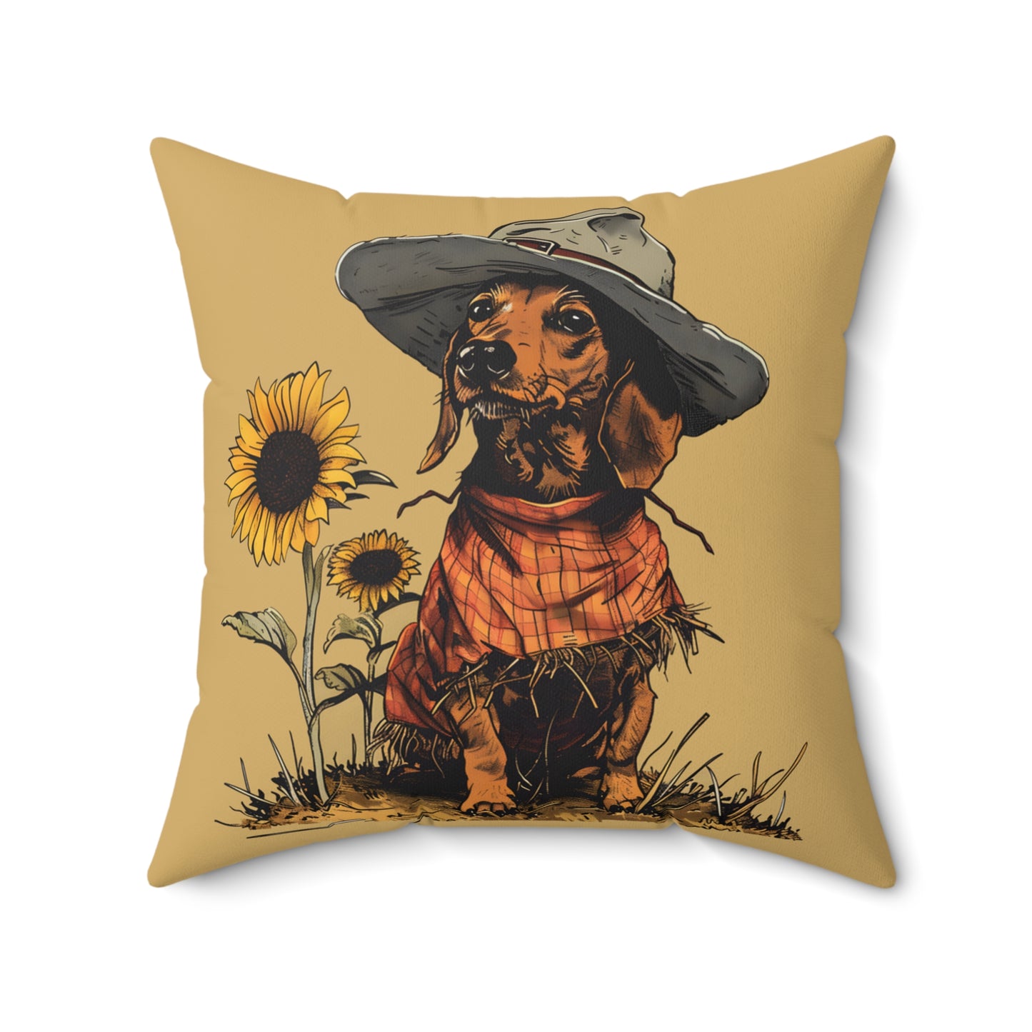 #7 Autumn Inspired Tan Smooth-Haired Dachshund Throw Pillow