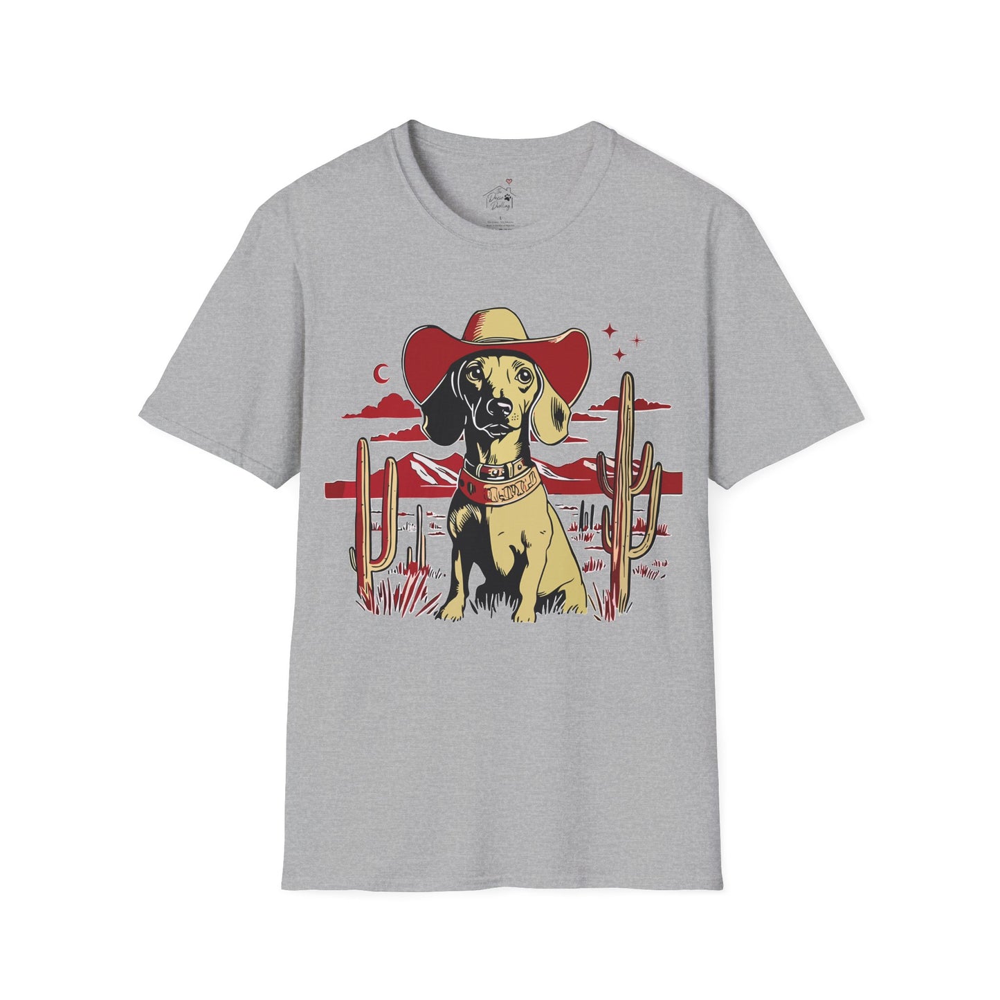 "Space Cowboy" Tan Smooth-Haired Dachshund Unisex Softstyle T-Shirt