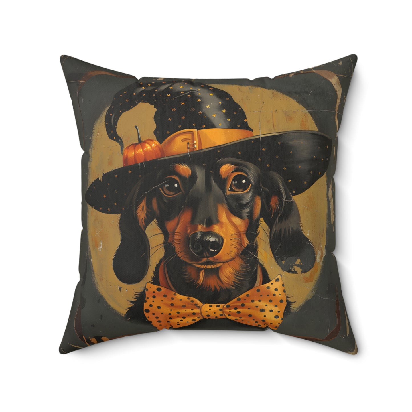 #1 Halloween Inspired Black & Tan Smooth-Haired Dachshund Throw Pillow