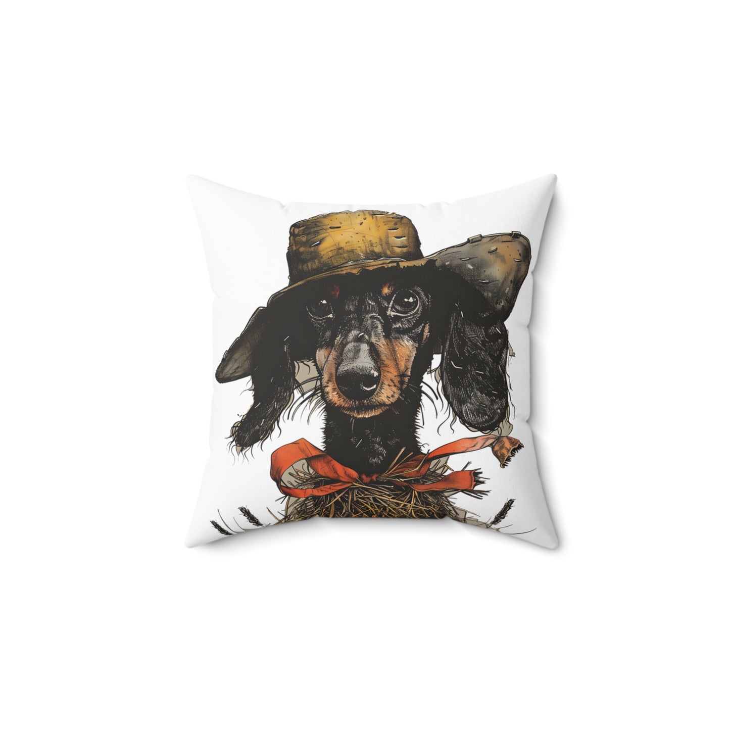 #9 Autumn Inspired Black & Tan Smooth-Haired Dachshund Throw Pillow