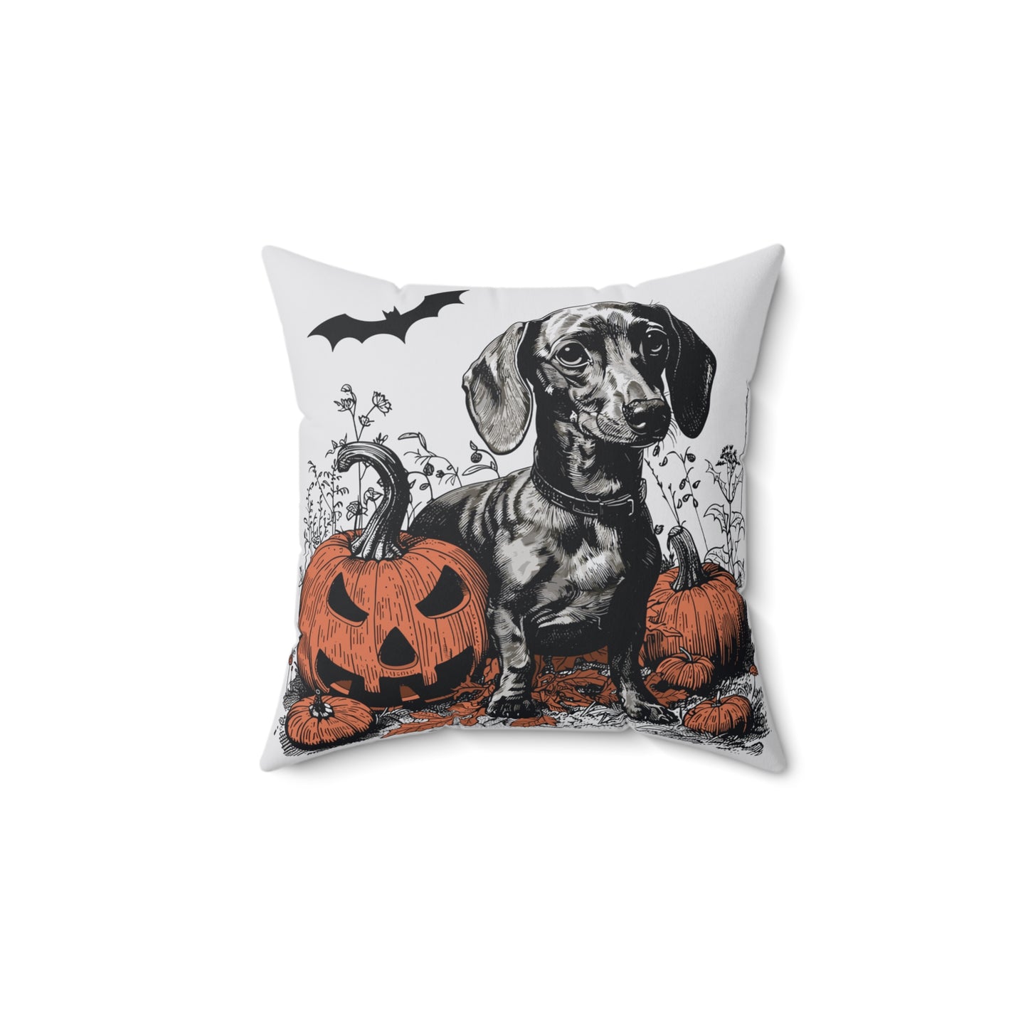 #2 Halloween Inspired Tan Smooth-Haired Dachshund Throw Pillow