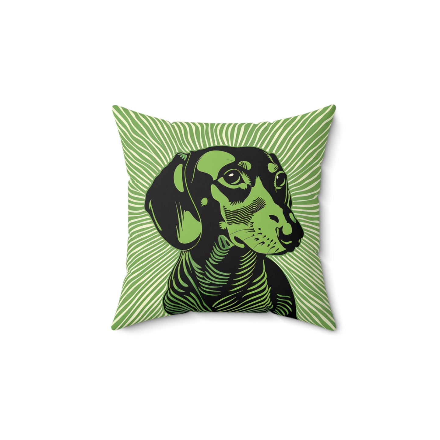 "Lime Burst" Smooth-Haired Dachshund Square Throw Pillow