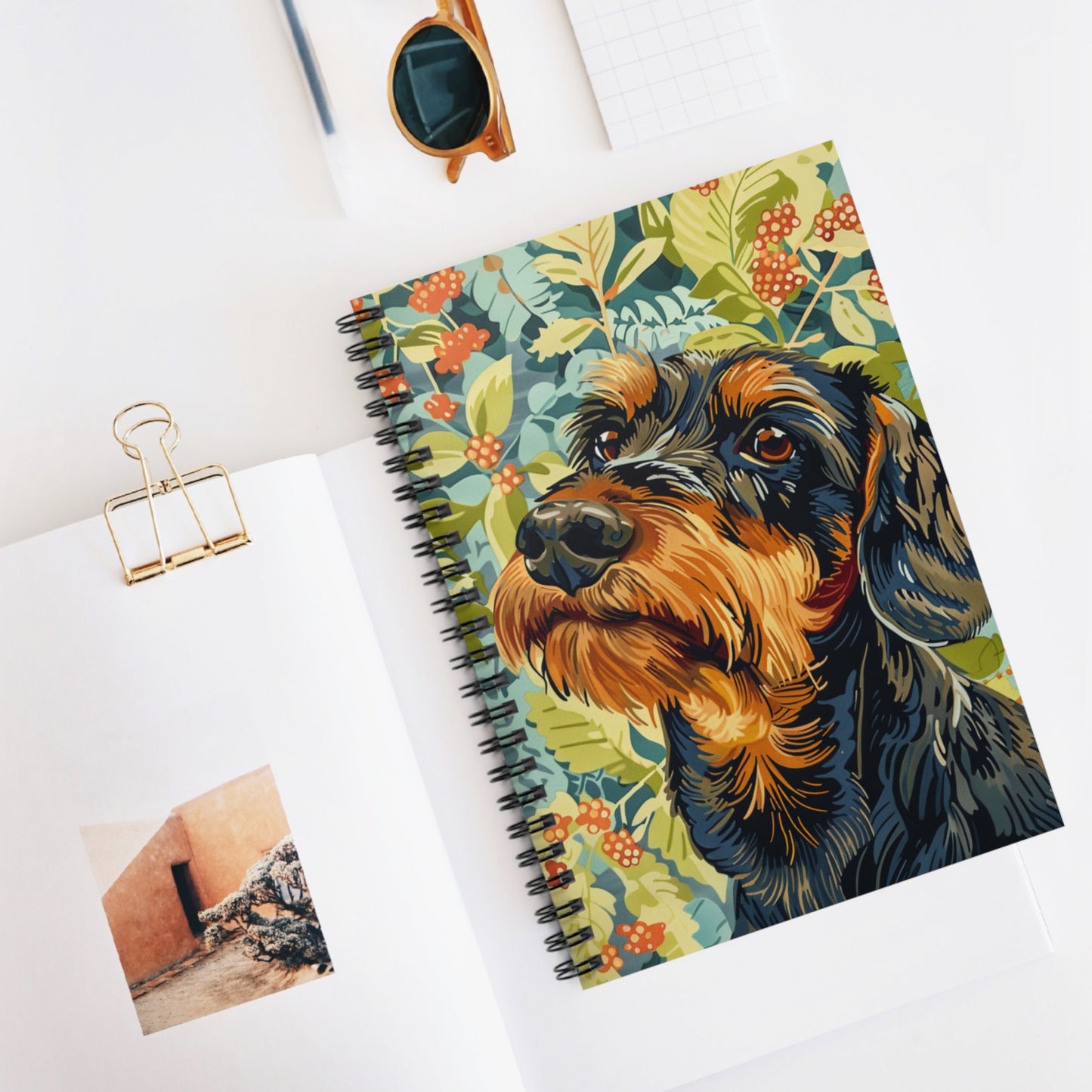 "Sweet Face" Wire-Haired Dachshund Ruled Line Spiral Notebook