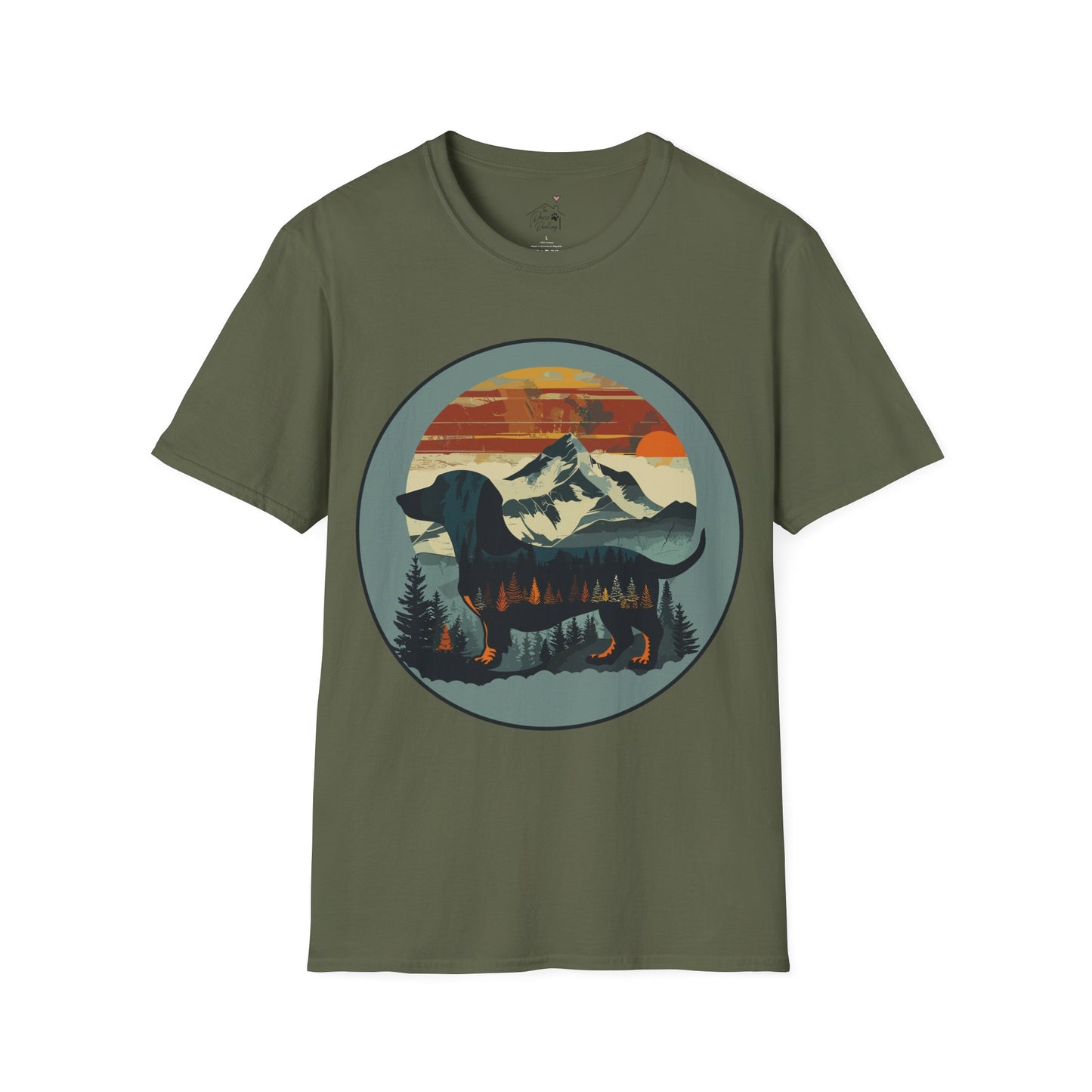 "Smokey" Smooth-Haired Dachshund Unisex Softstyle T-Shirt