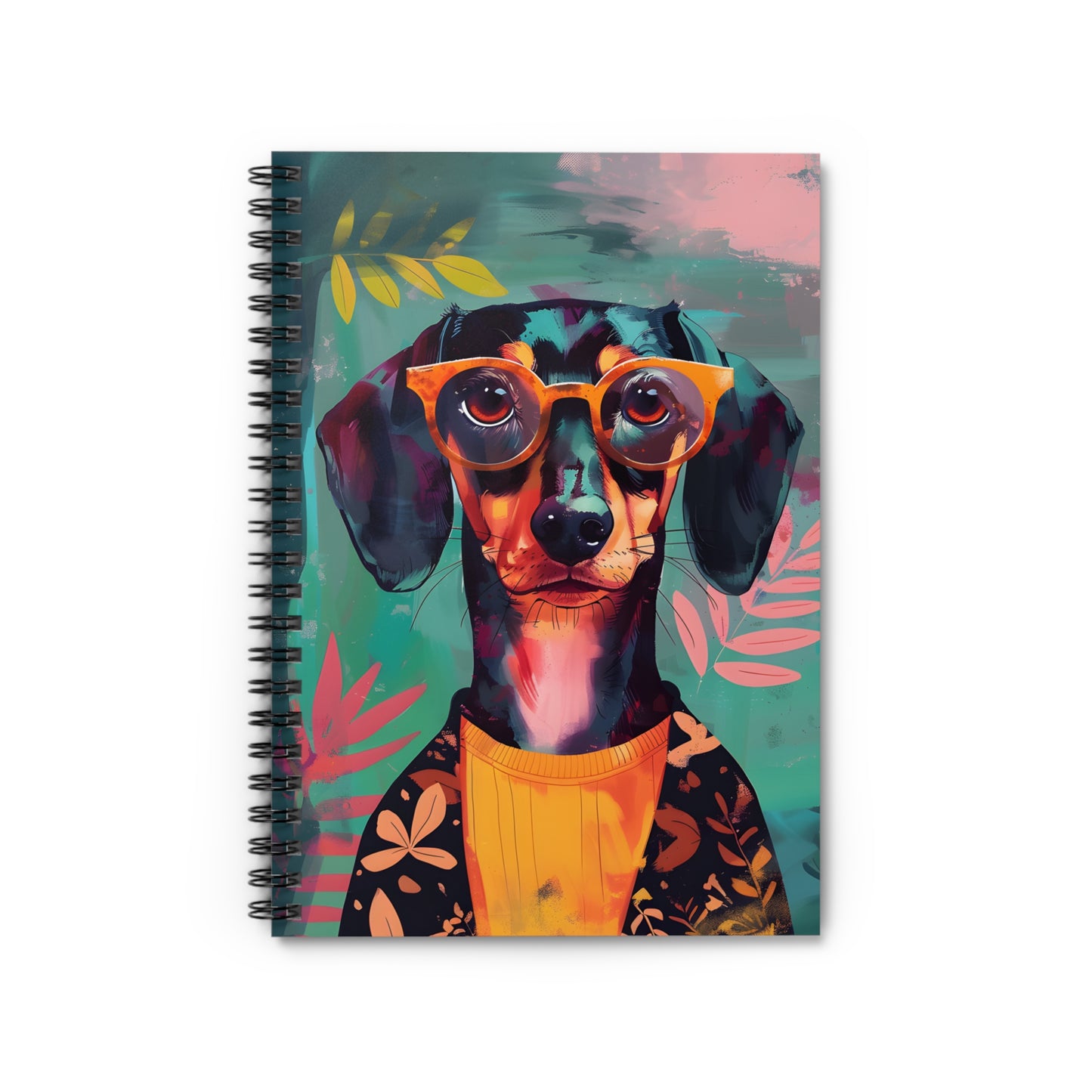 "Too Cool" Black & Tan Smooth-Haired Dachshund Ruled Line Spiral Notebook