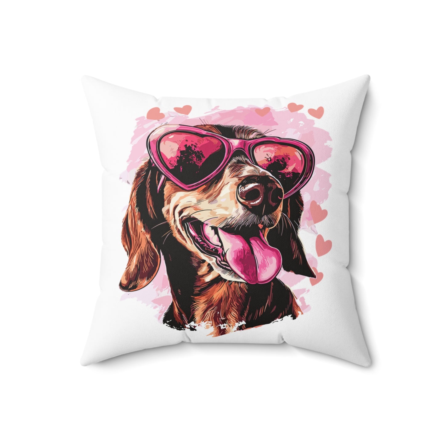 "Tanned Hearts" Tan Smooth-Haired Dachshund Square Throw Pillow