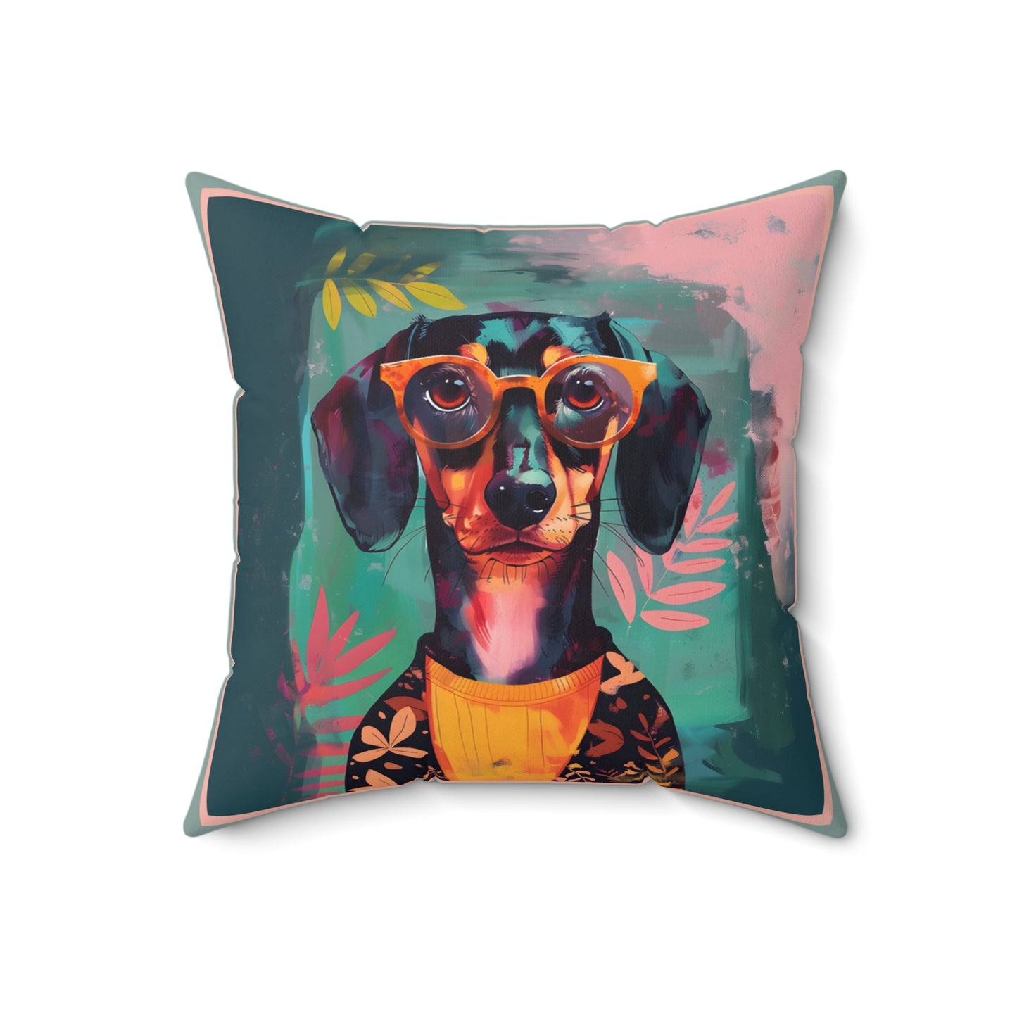 "Too Cool" Smooth-Haired Dachshund Square Throw Pillow