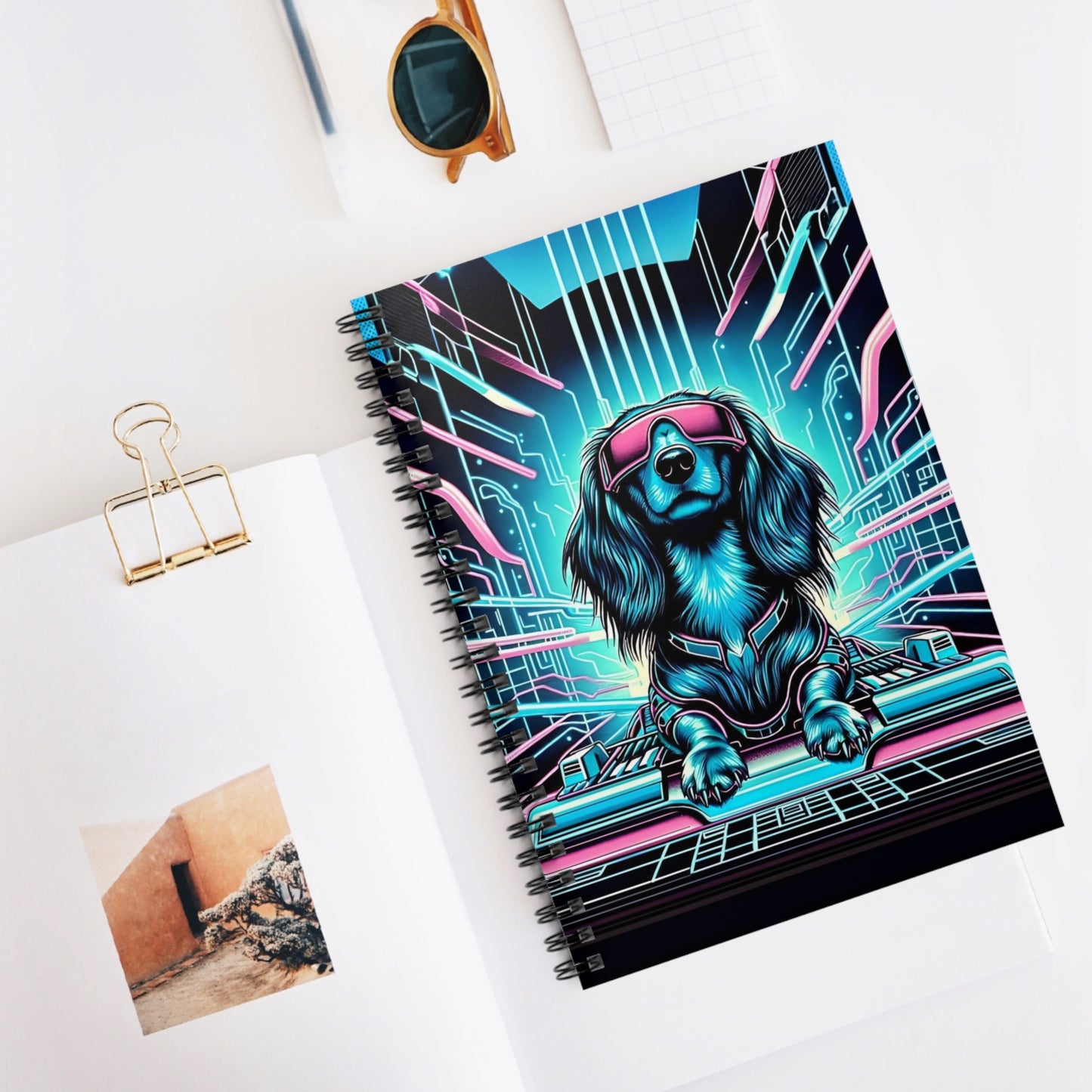 "Data" Long-Haired Dachshund Ruled Line Spiral Notebook