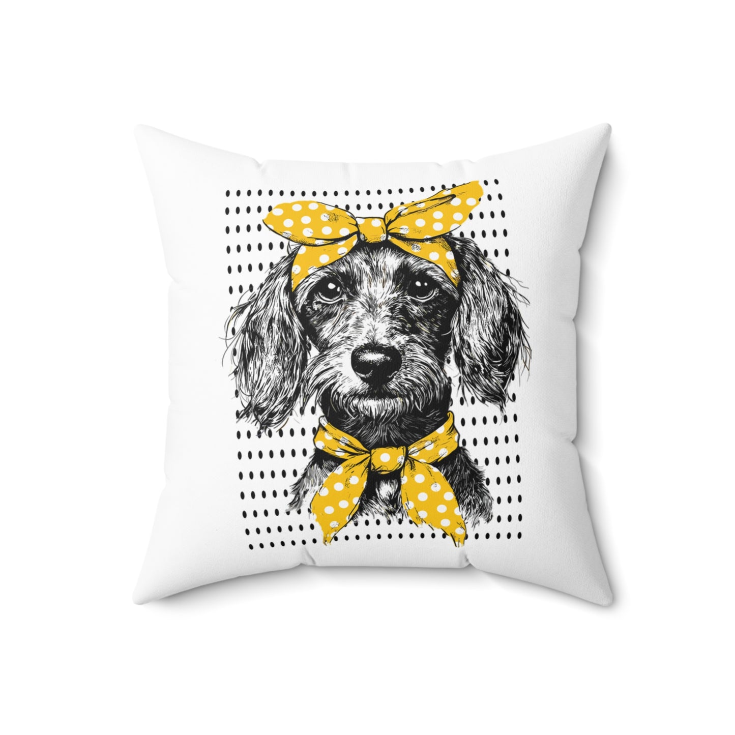 "Bikini" Wire-Haired Dachshund Square Throw Pillow