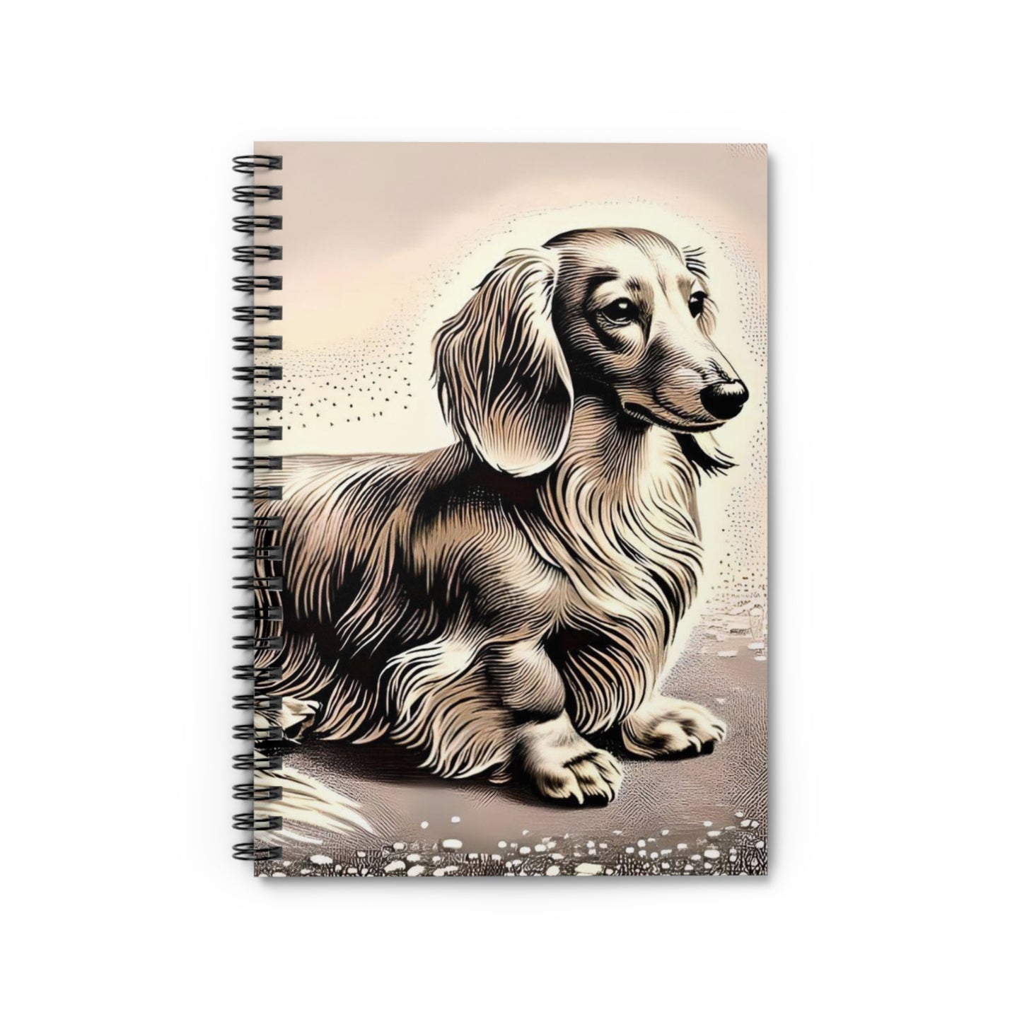 "Oatmeal" Cream-Colored Long-Haired Dachshund Ruled Line Spiral Notebook