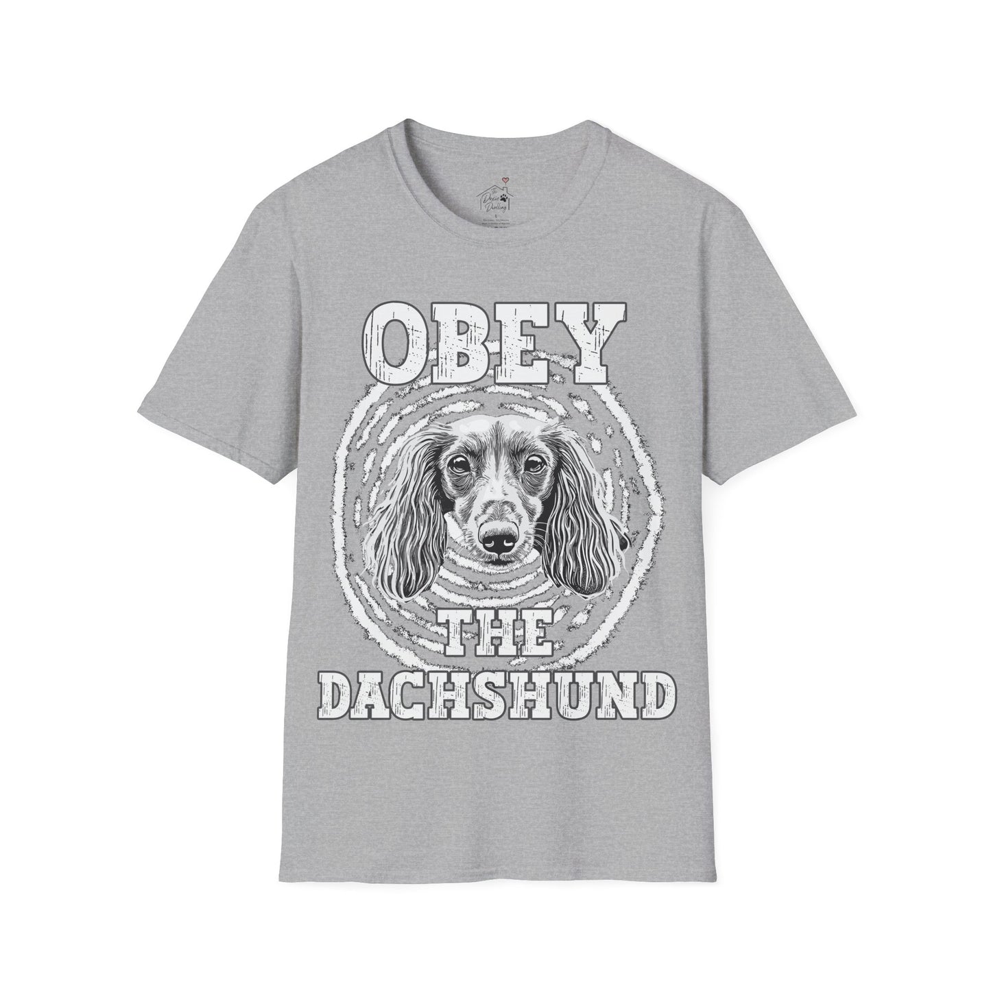 "Obey" Long-Haired Dachshund Unisex Softstyle T-Shirt