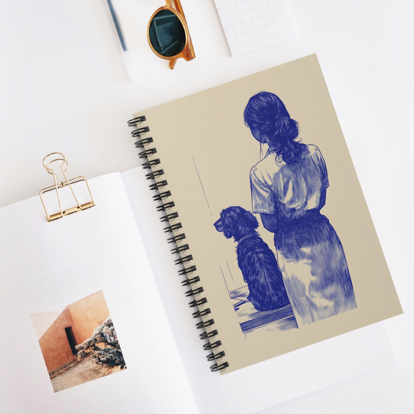 "Waiting" Wire-Haired Dachshund Ruled Line Spiral Notebook