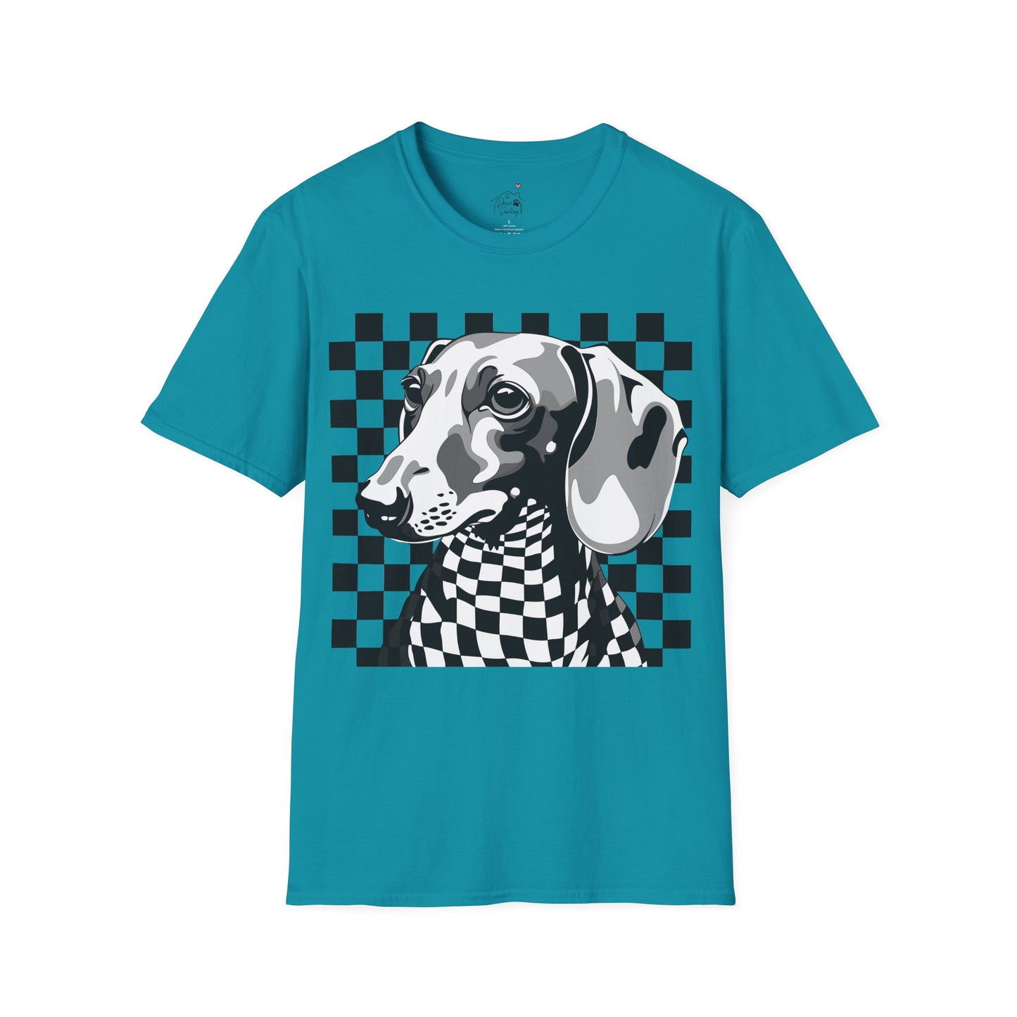 "Check, Please!" Tan Smooth-Haired Dachshund Unisex Softstyle T-Shirt