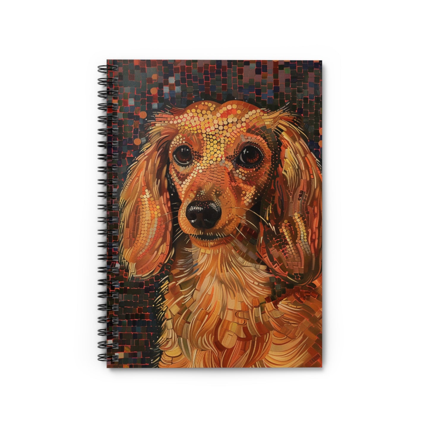 "Pensive" Cream-Colored Long-Haired Dachshund Ruled Line Spiral Notebook