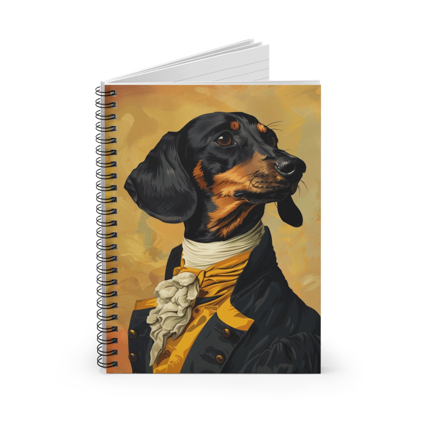 "Darcy" Black & Tan Smooth-Haired Dachshund Ruled Line Spiral Notebook