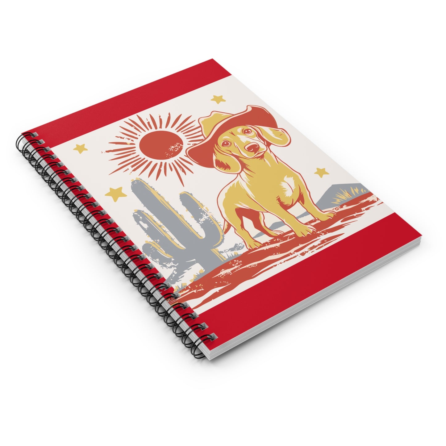 "Sunny Cowboy" Smooth-Haired Dachshund Ruled Line Spiral Notebook
