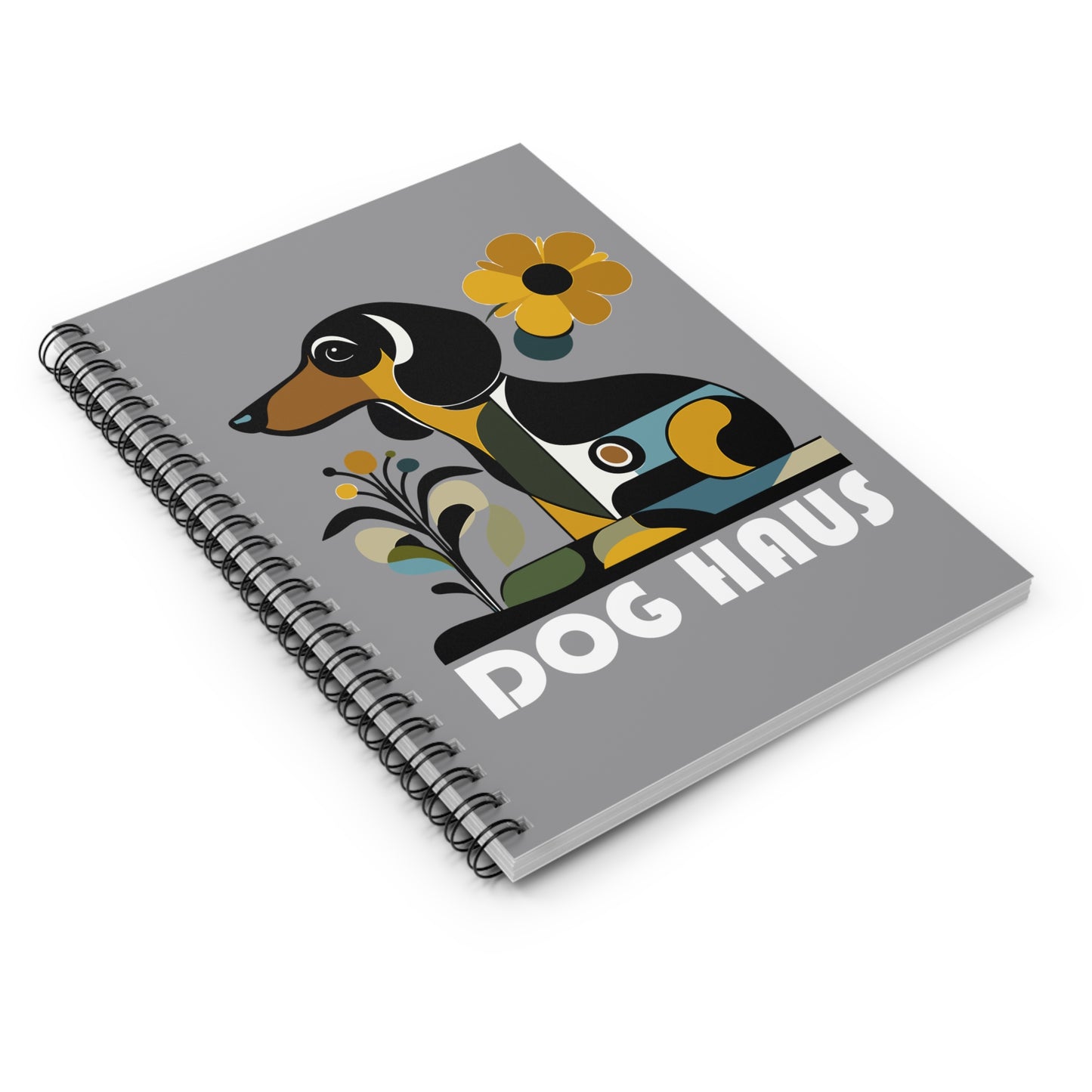 "Smooth Haus" Smooth-Haired Dachshund Ruled Line Spiral Notebook
