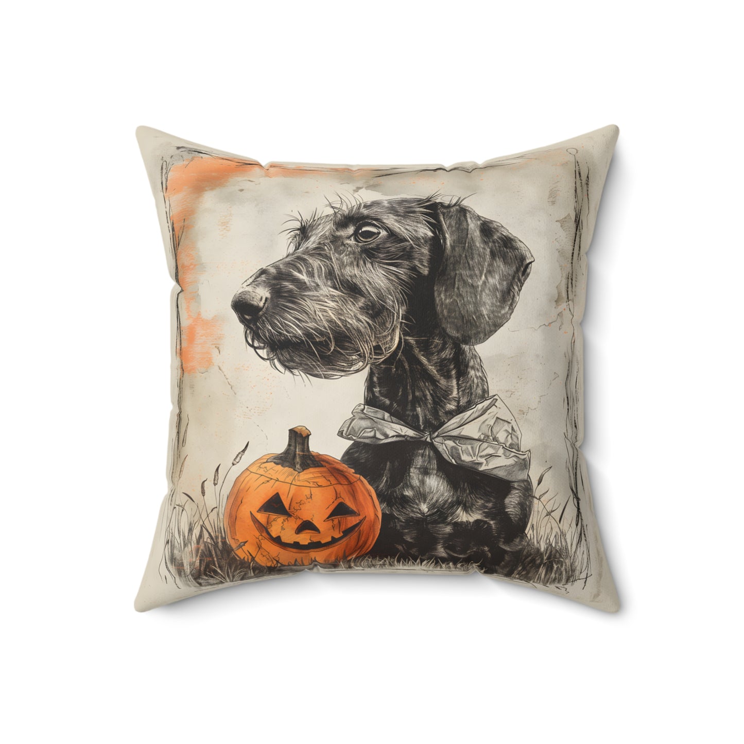 #30 Halloween Inspired Wire-Haired Dachshund Throw Pillow