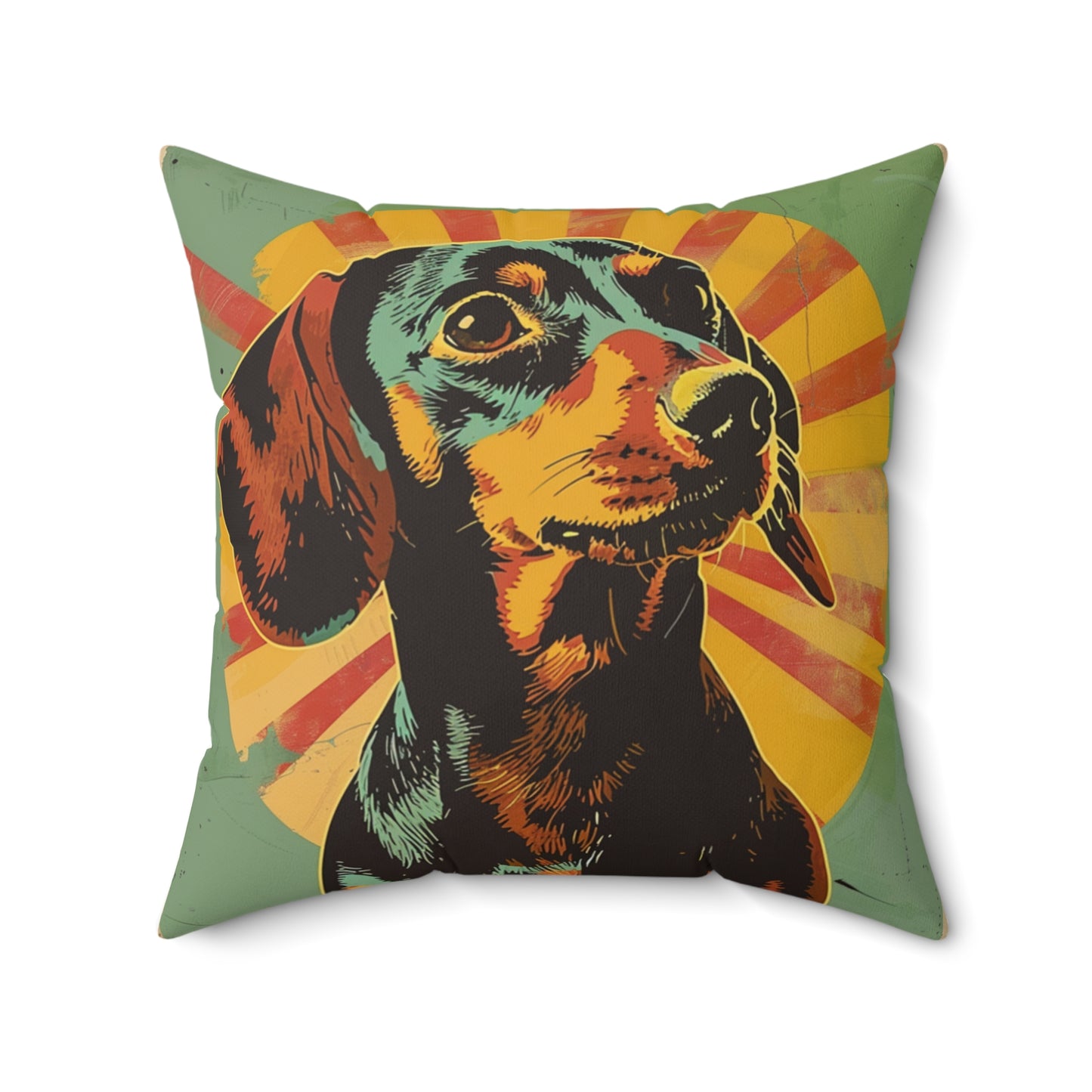 "Pow!" Smooth-Haired Dachshund Square Throw Pillow
