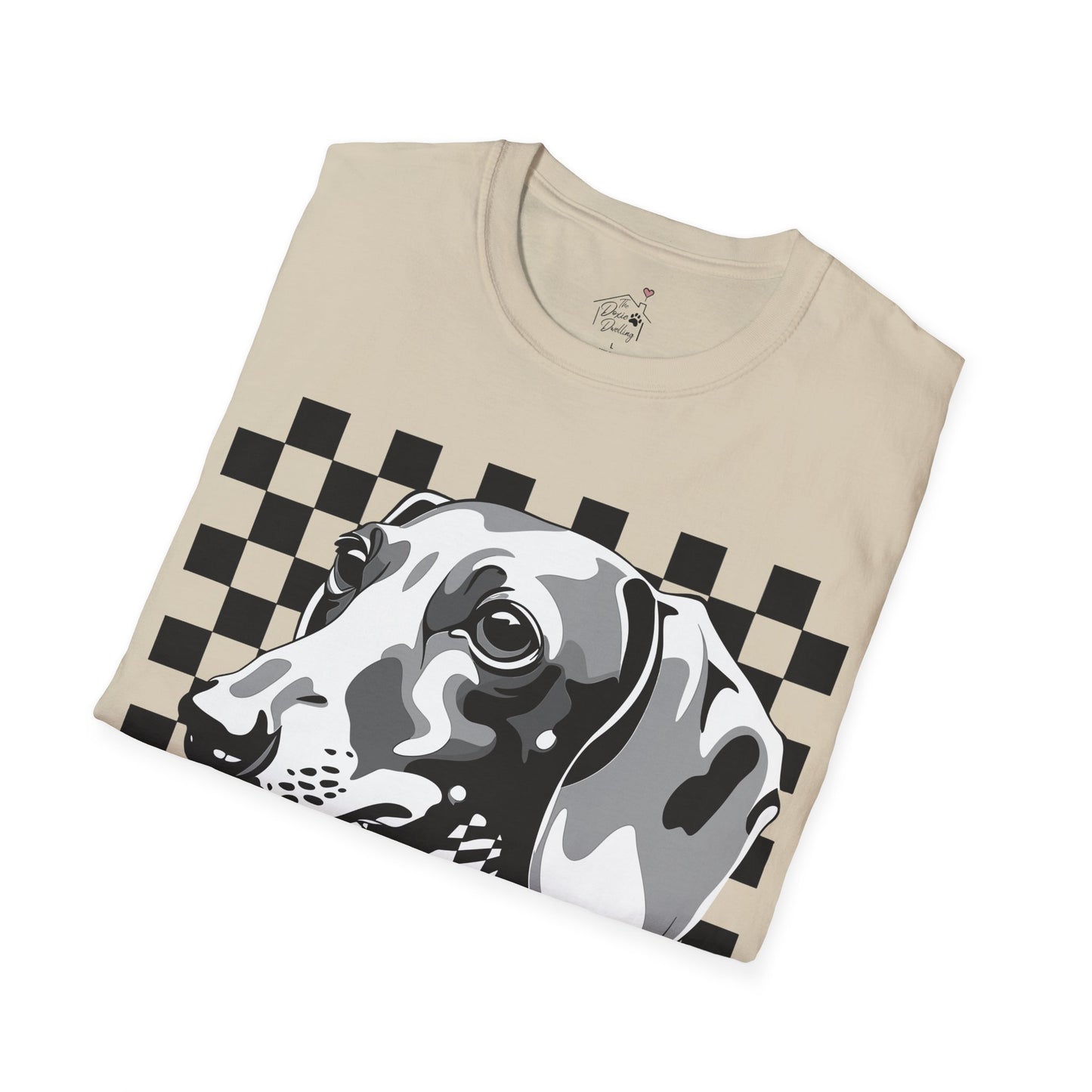 "Check, Please!" Tan Smooth-Haired Dachshund Unisex Softstyle T-Shirt