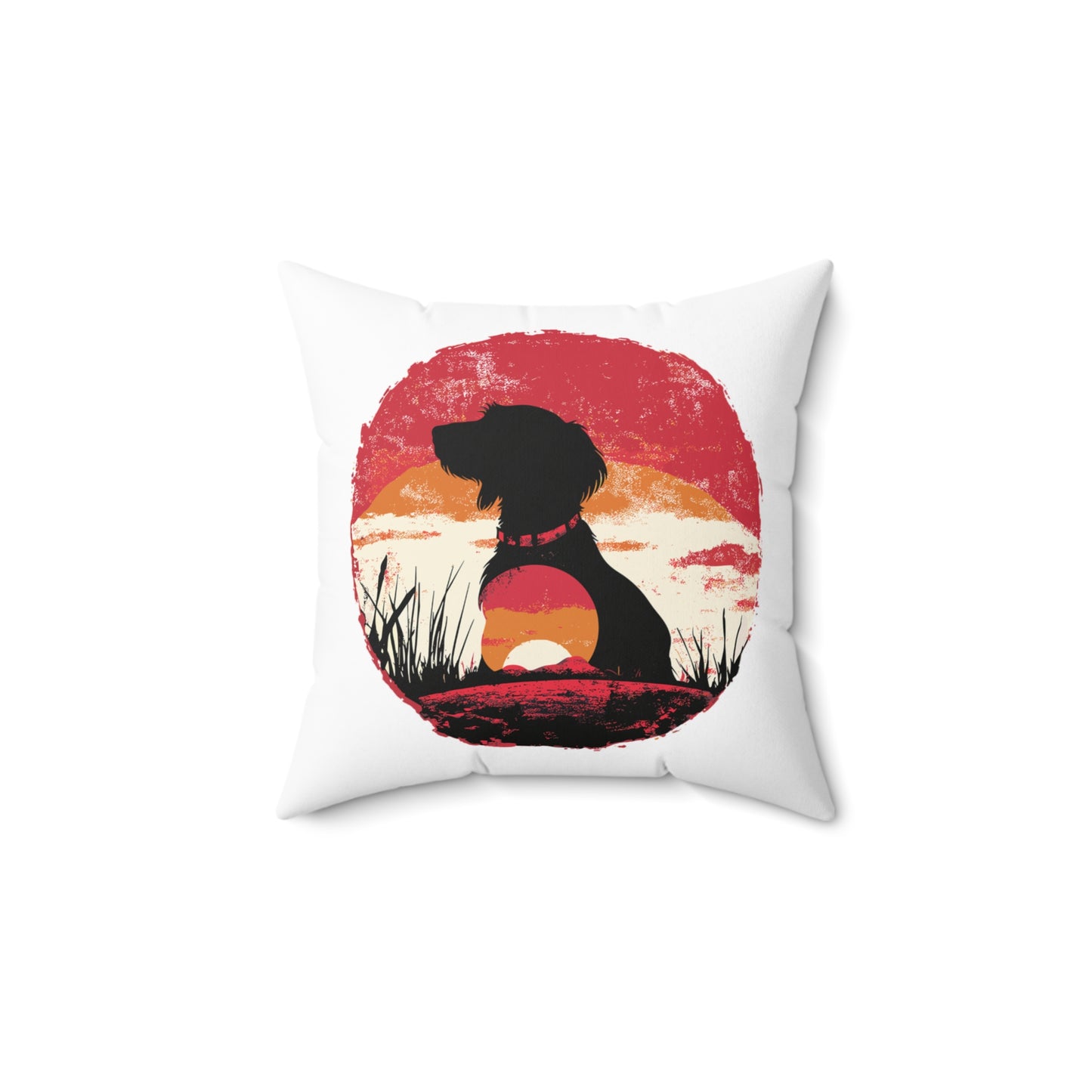 "Wired Sunset" Wire-Haired Dachshund Square Throw Pillow