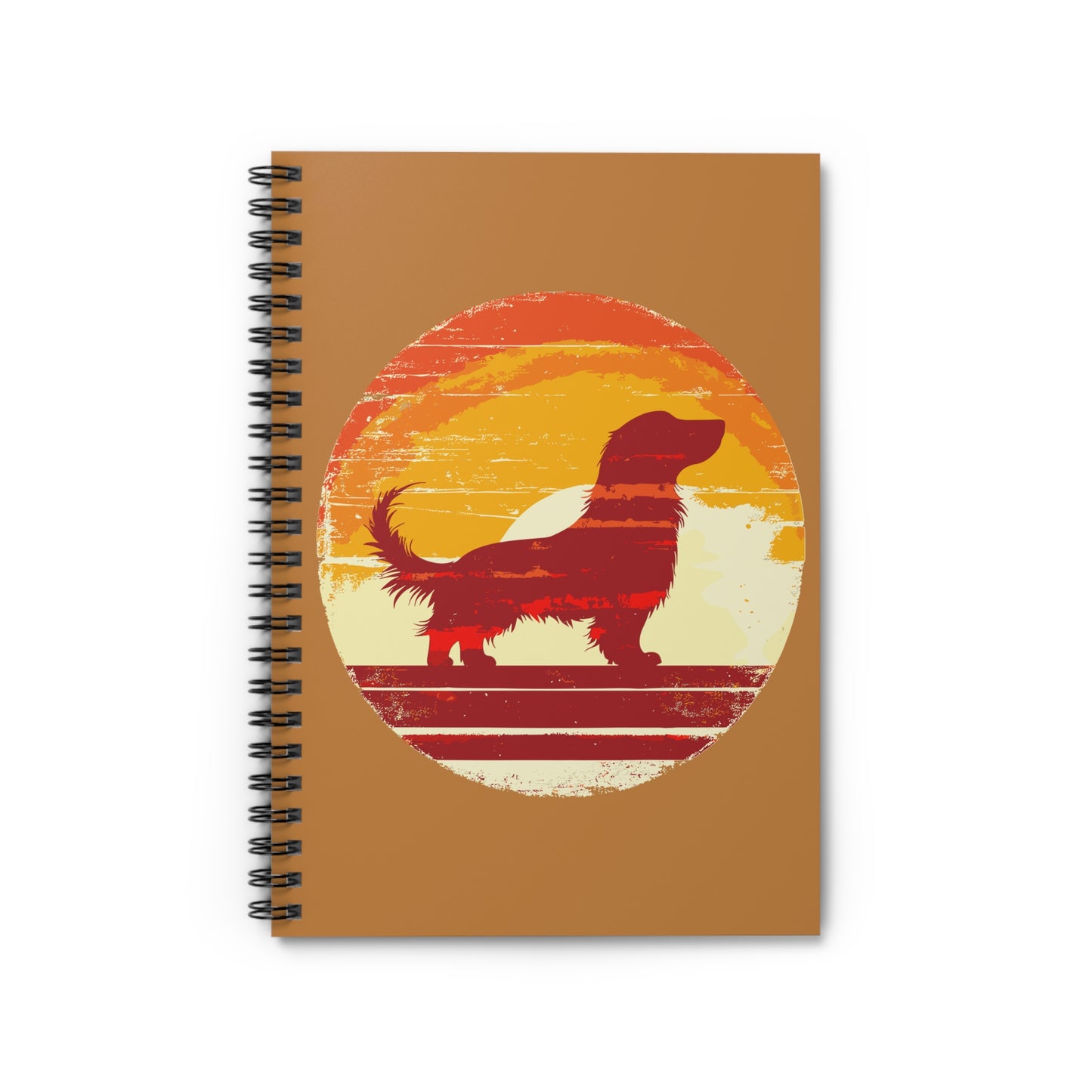 "Long Sunset" Long-Haired Dachshund Ruled Line Spiral Notebook