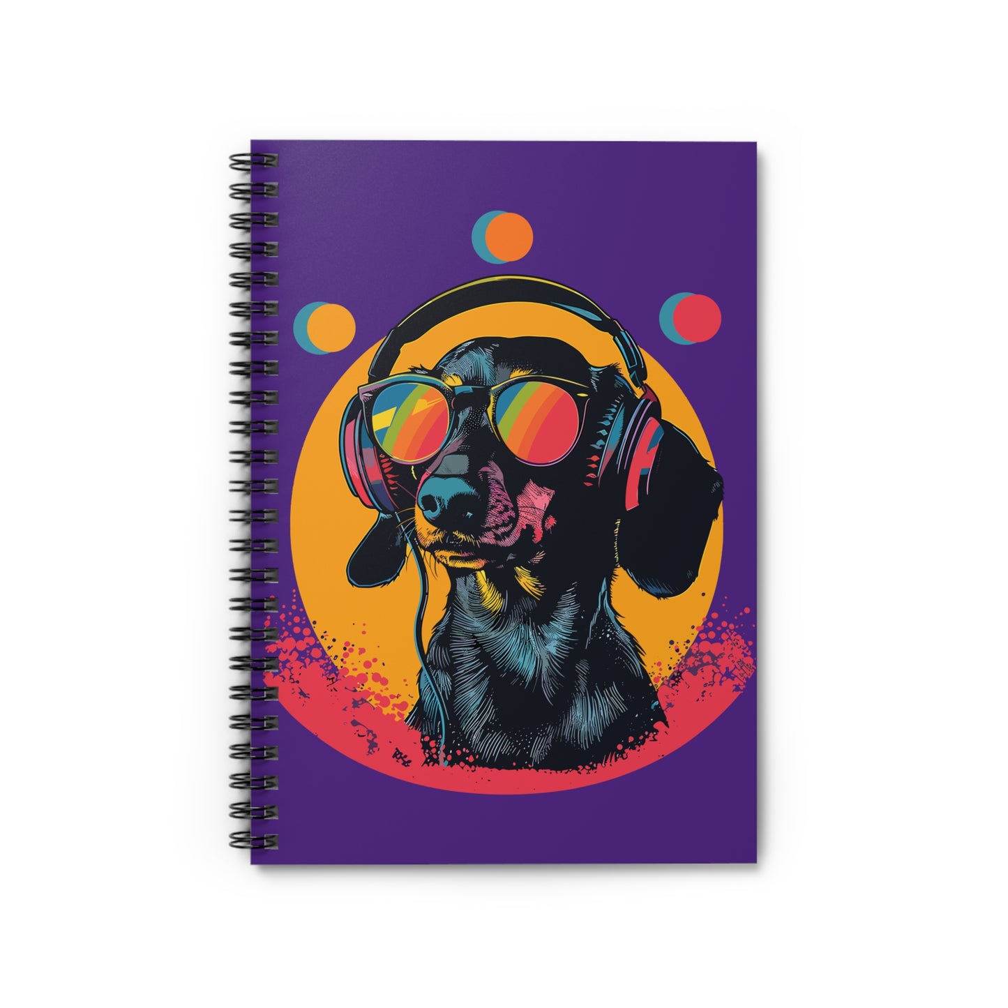 "Groove On" Black & Tan Smooth-Haired Dachshund Ruled Line Spiral Notebook