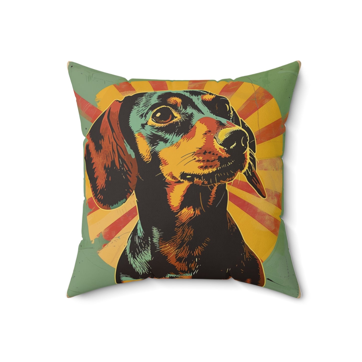 "Pow!" Smooth-Haired Dachshund Square Throw Pillow