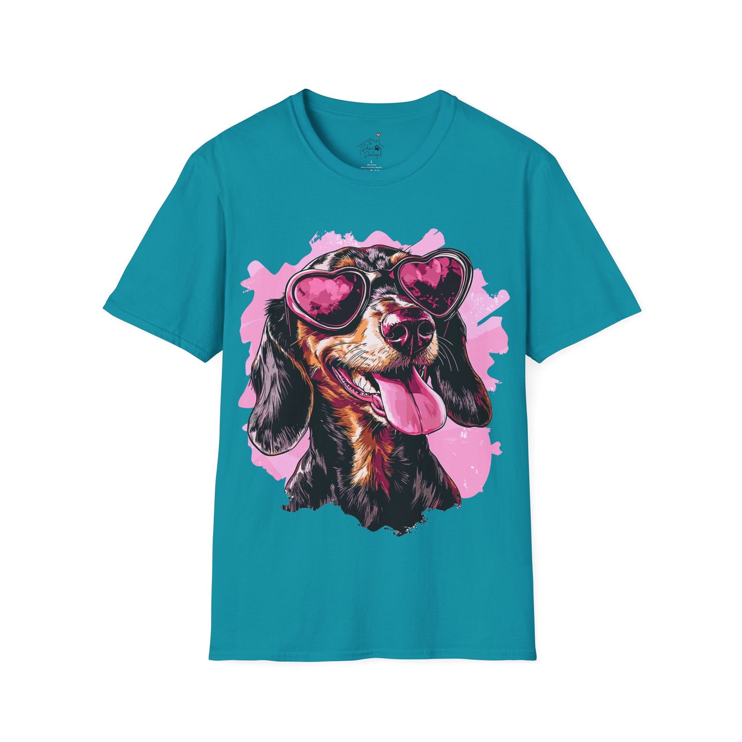 "Heart Eyes" Black & Tan Smooth-Haired Dachshund Unisex Softstyle T-Shirt