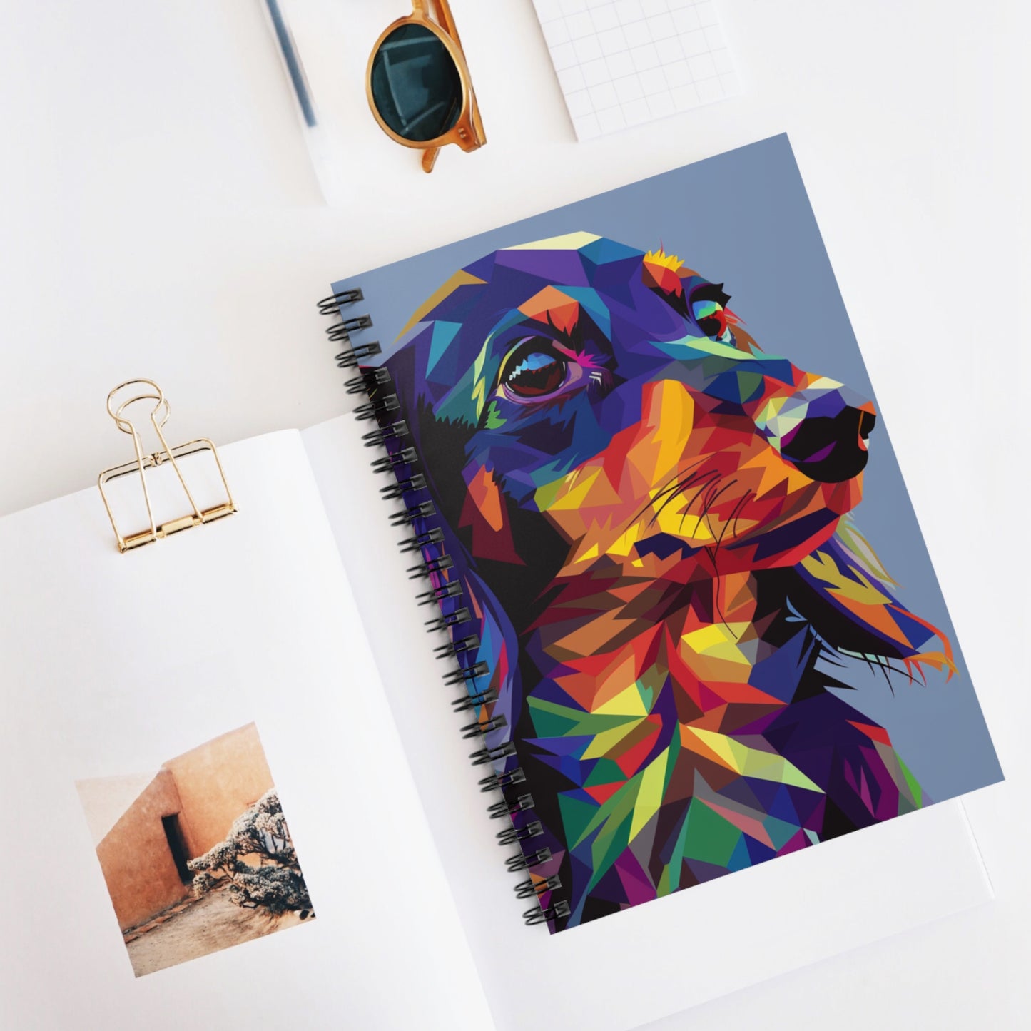 "Geode" Long-Haired Dachshund Ruled Line Spiral Notebook