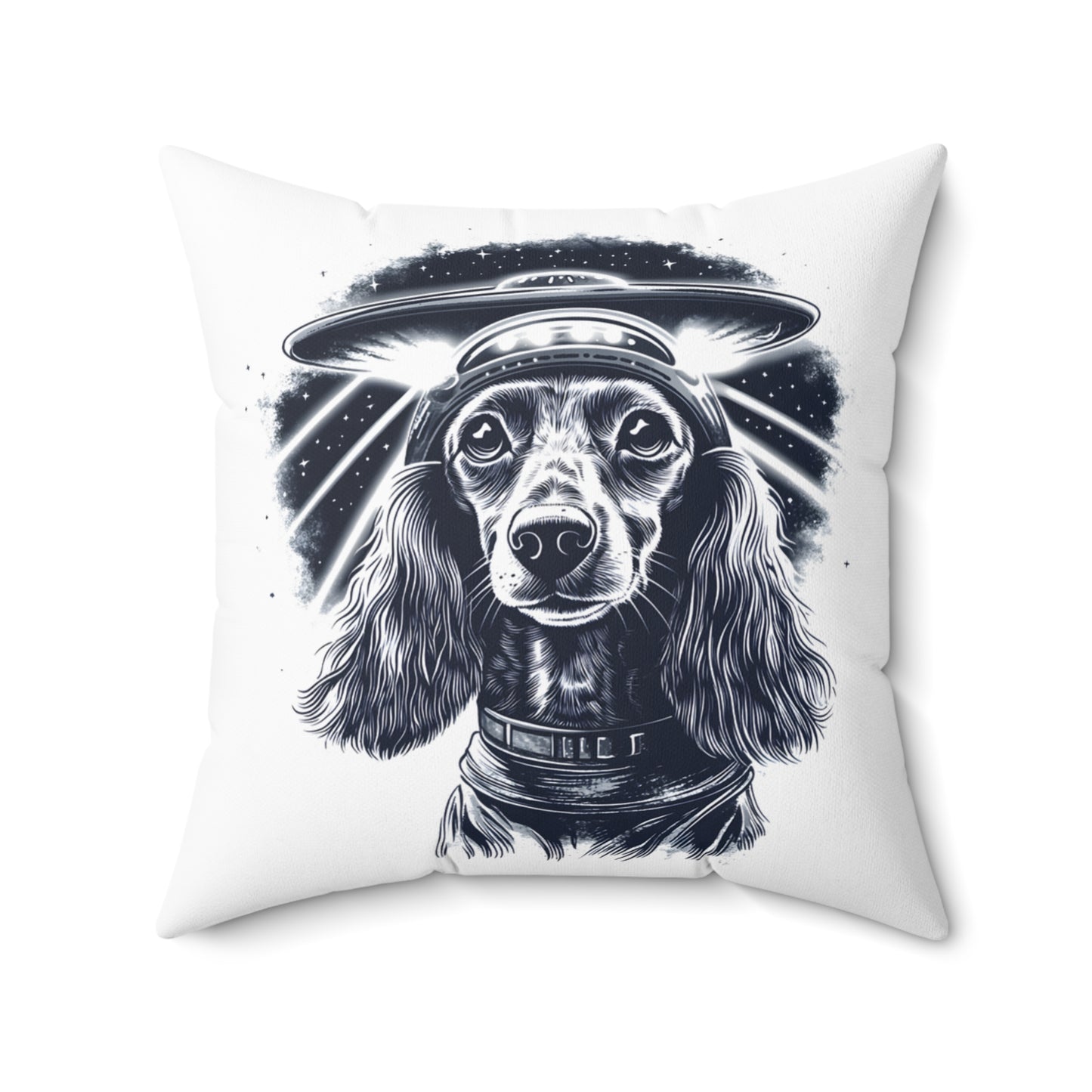 "Blue Beam" Long-Haired Dachshund Square Throw Pillow