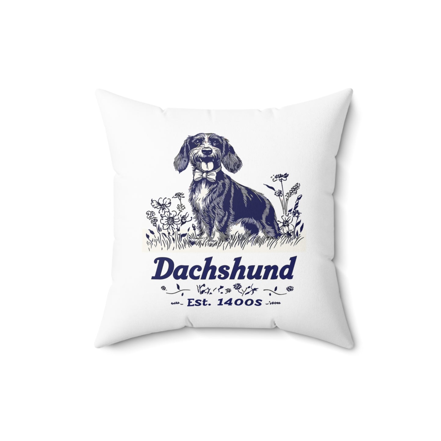"Circa" Wire-Haired Dachshund Square Throw Pillow