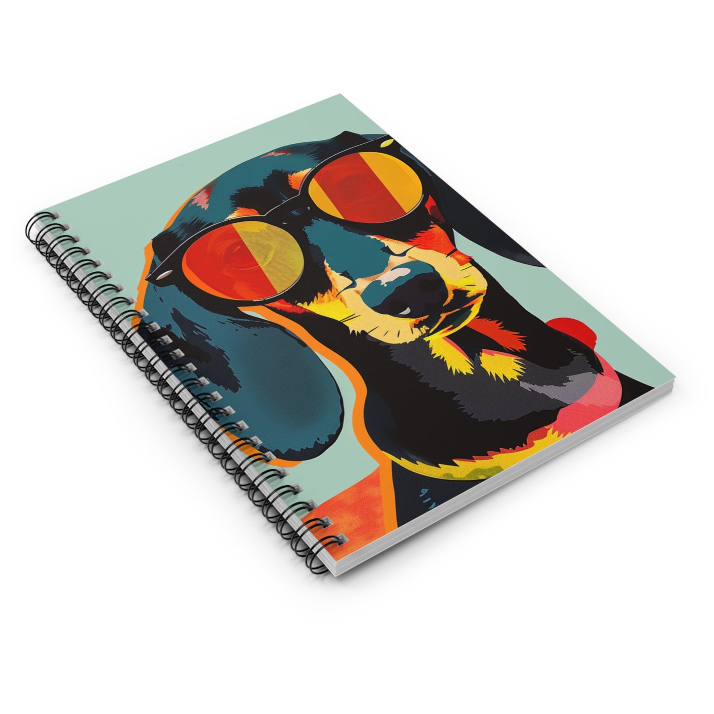 "Reflection" Black & Tan Smooth-Haired Dachshund Ruled Line Spiral Notebook