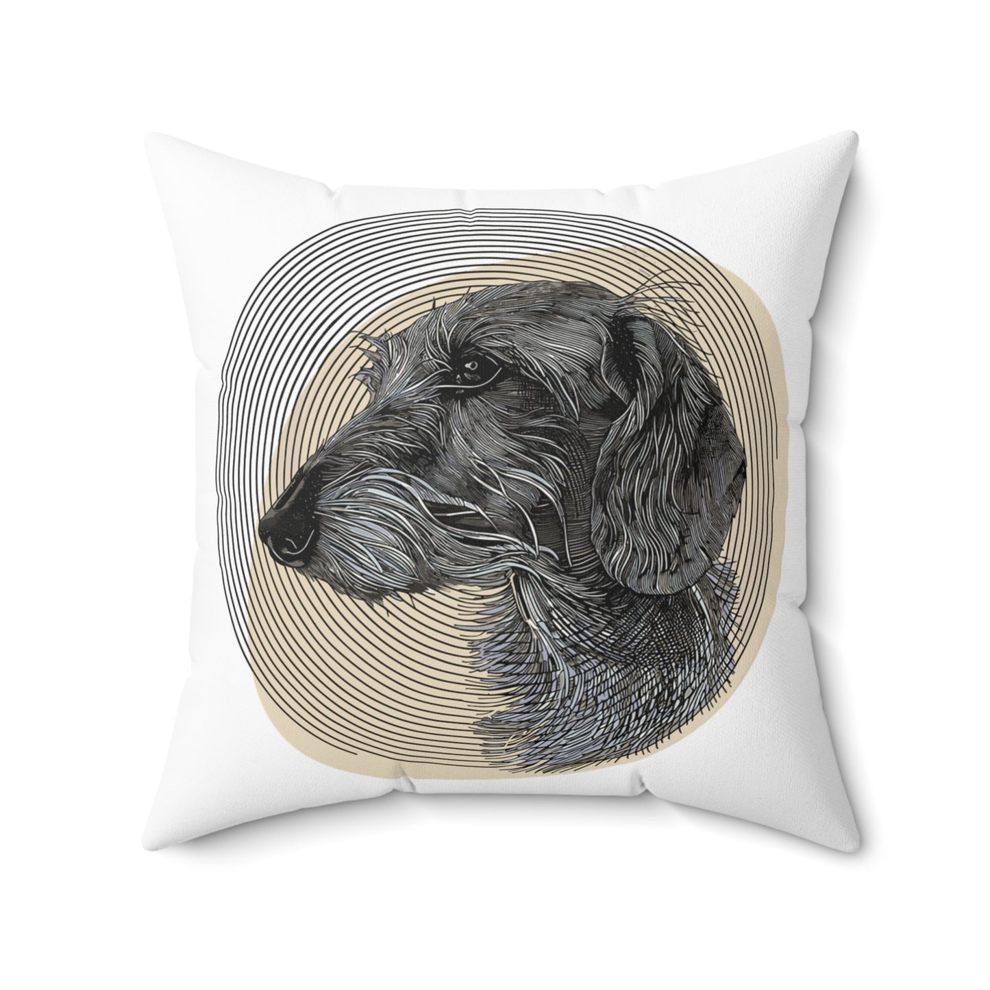 "Wired To Joy" Wire-Haired Dachshund Square Throw Pillow
