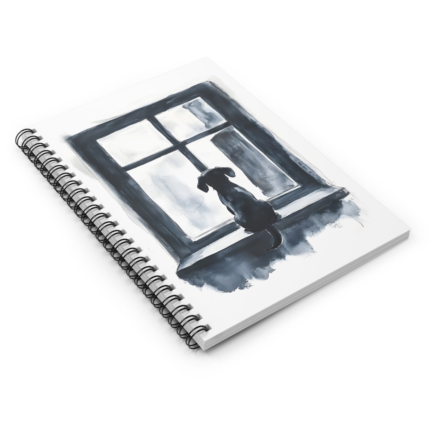 "Window Pane" Smooth-Haired Dachshund Ruled Line Spiral Notebook